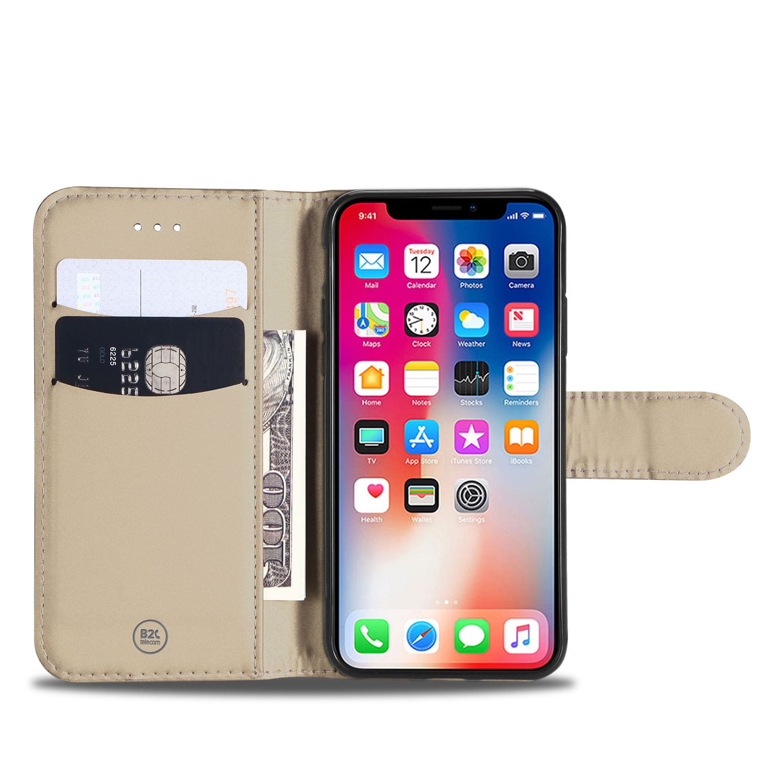 Apple iPhone Xs Max Hoesje Goud met Pasjeshouder