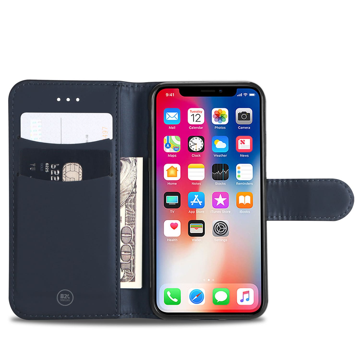Apple iPhone Xs Max Hoesje Blauw met Pasjeshouder
