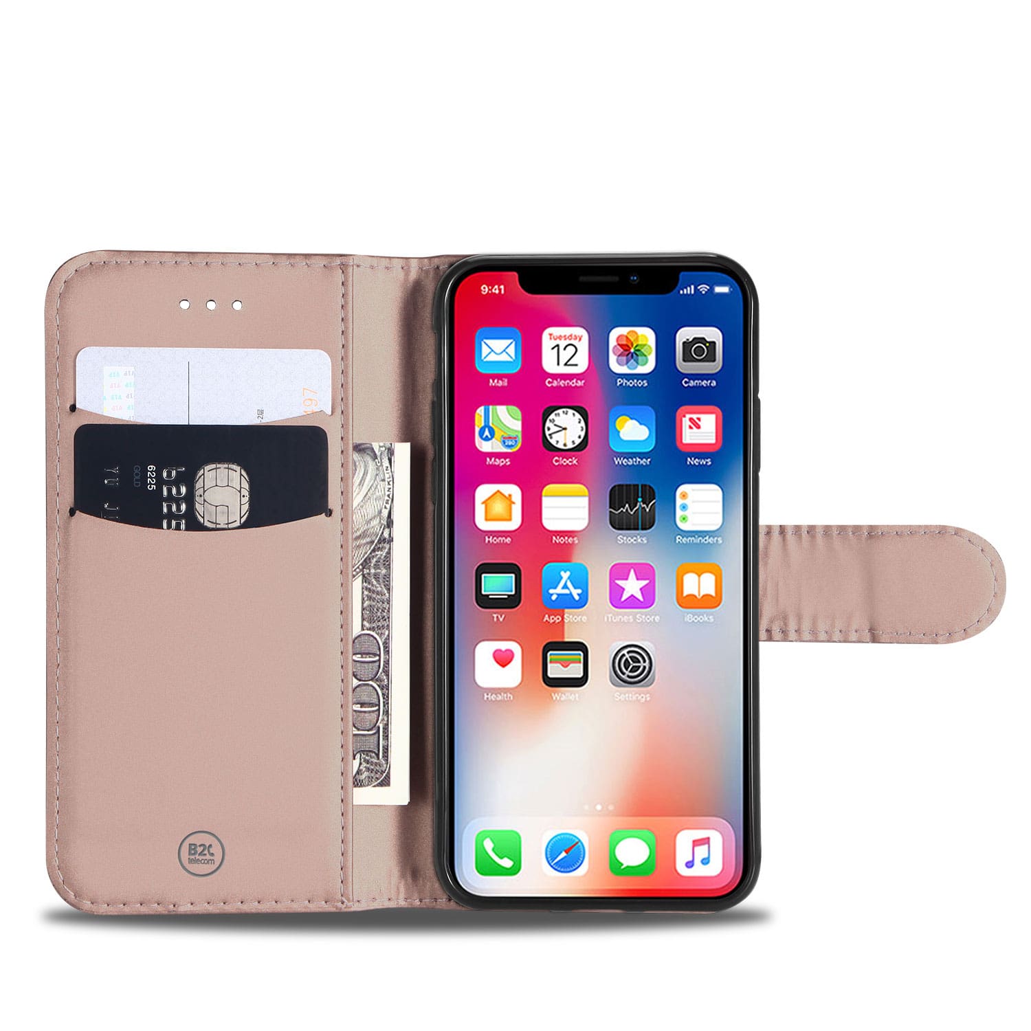 Apple iPhone Xs Max Hoesje Rose met Pasjeshouder