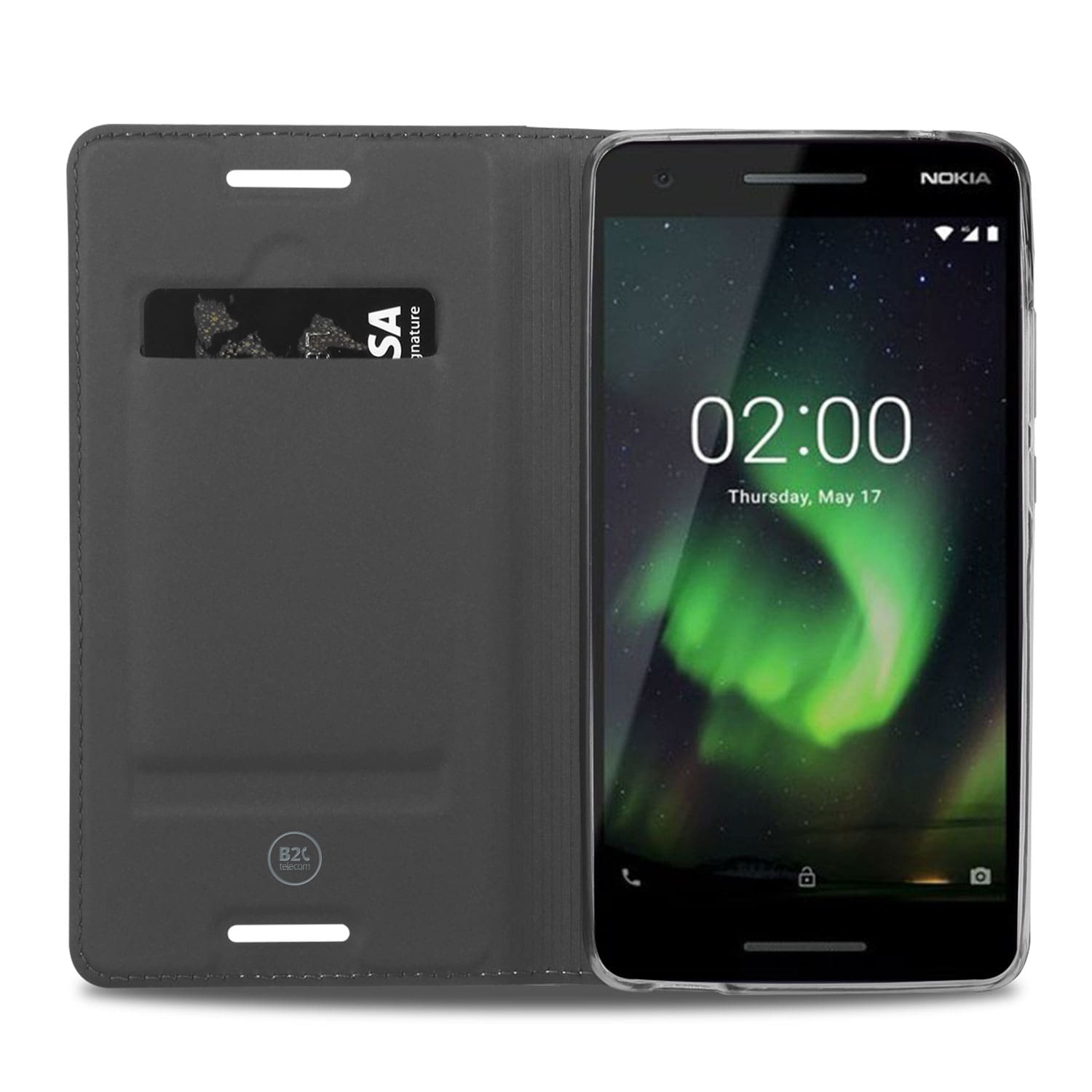Nokia 2.1 Stand Case Hoesje Wit met Pashouder
