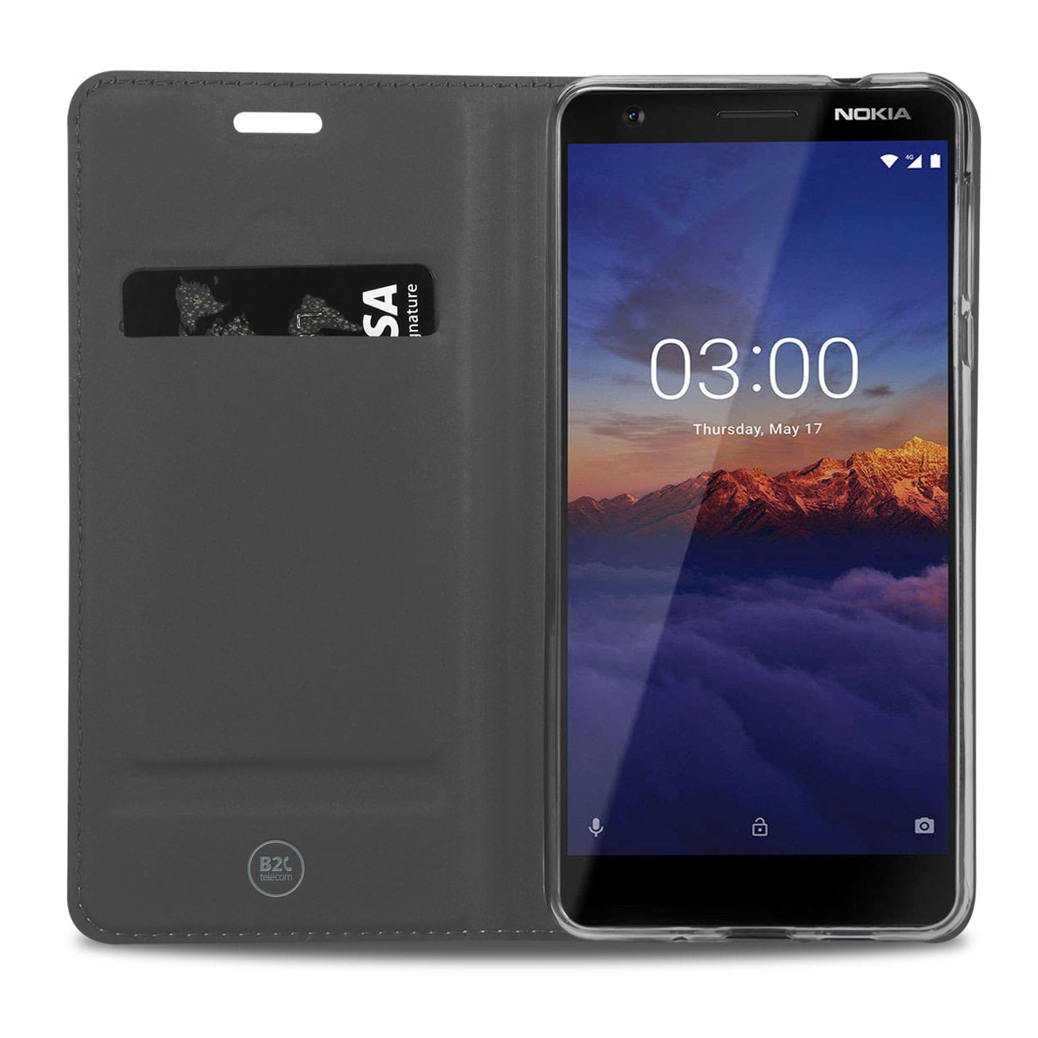 Nokia 3.1 Stand Case Hoesje Wit met Pashouder
