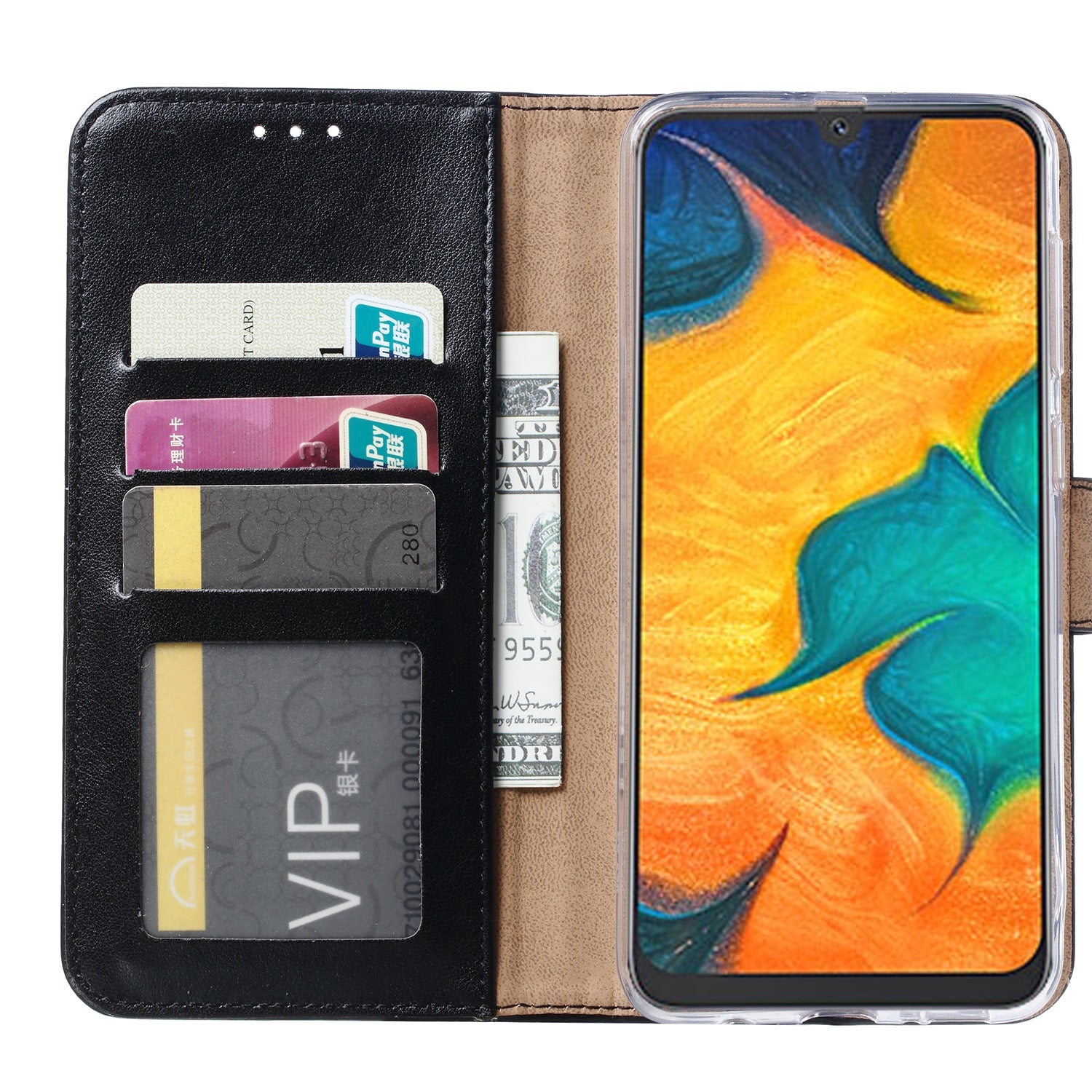 Samsung Galaxy A30 Hoesje Zwart met Pasjeshouder