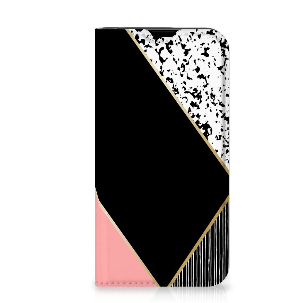 iPhone 13 Mini Stand Case Zwart Roze Vormen - B2C Telecom