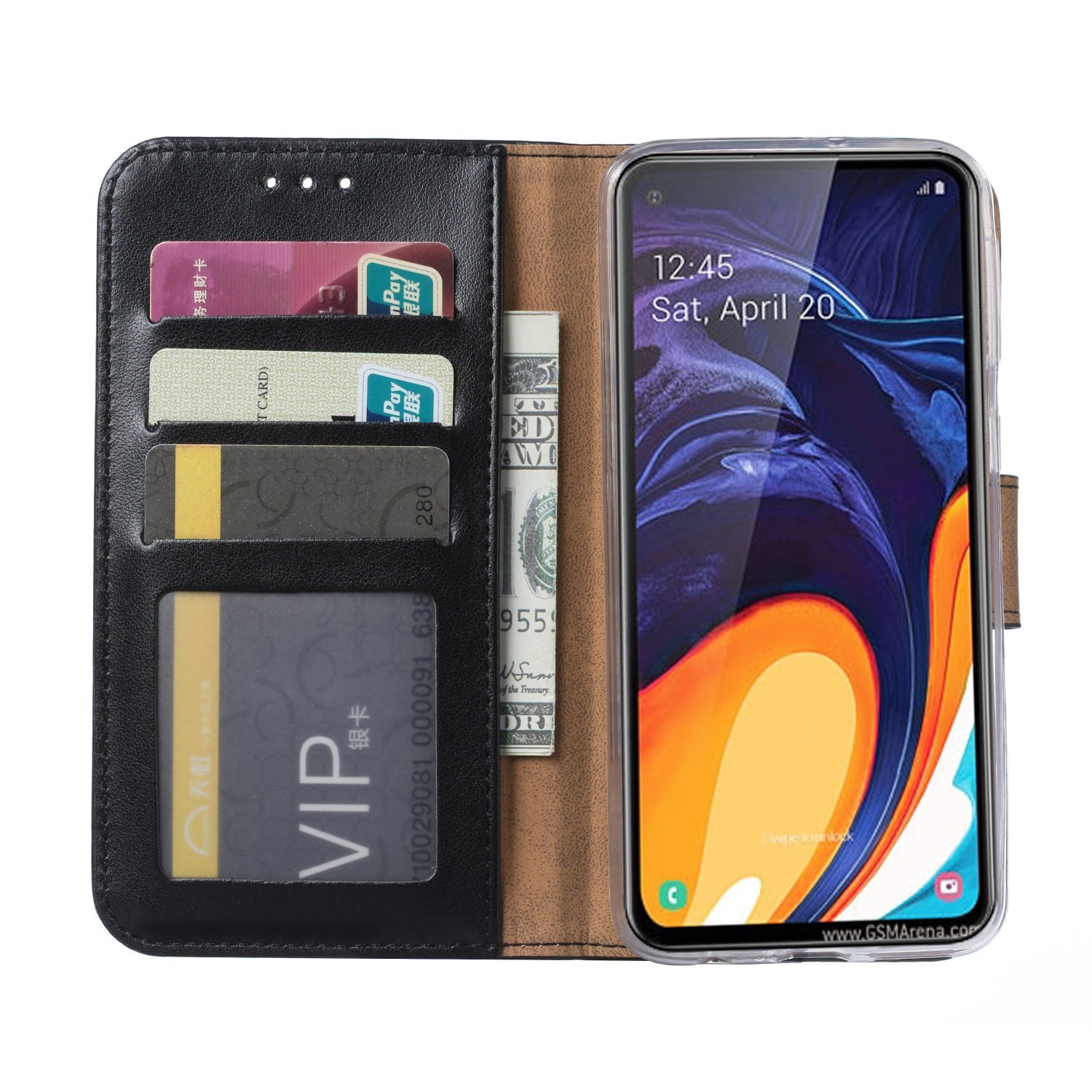 Samsung Galaxy A60 Hoesje Zwart met Pasjeshouder
