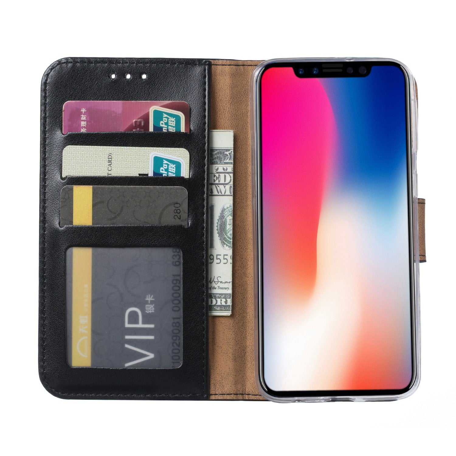 Apple iPhone 11 Pro Max Hoesje Zwart met Pasjeshouder