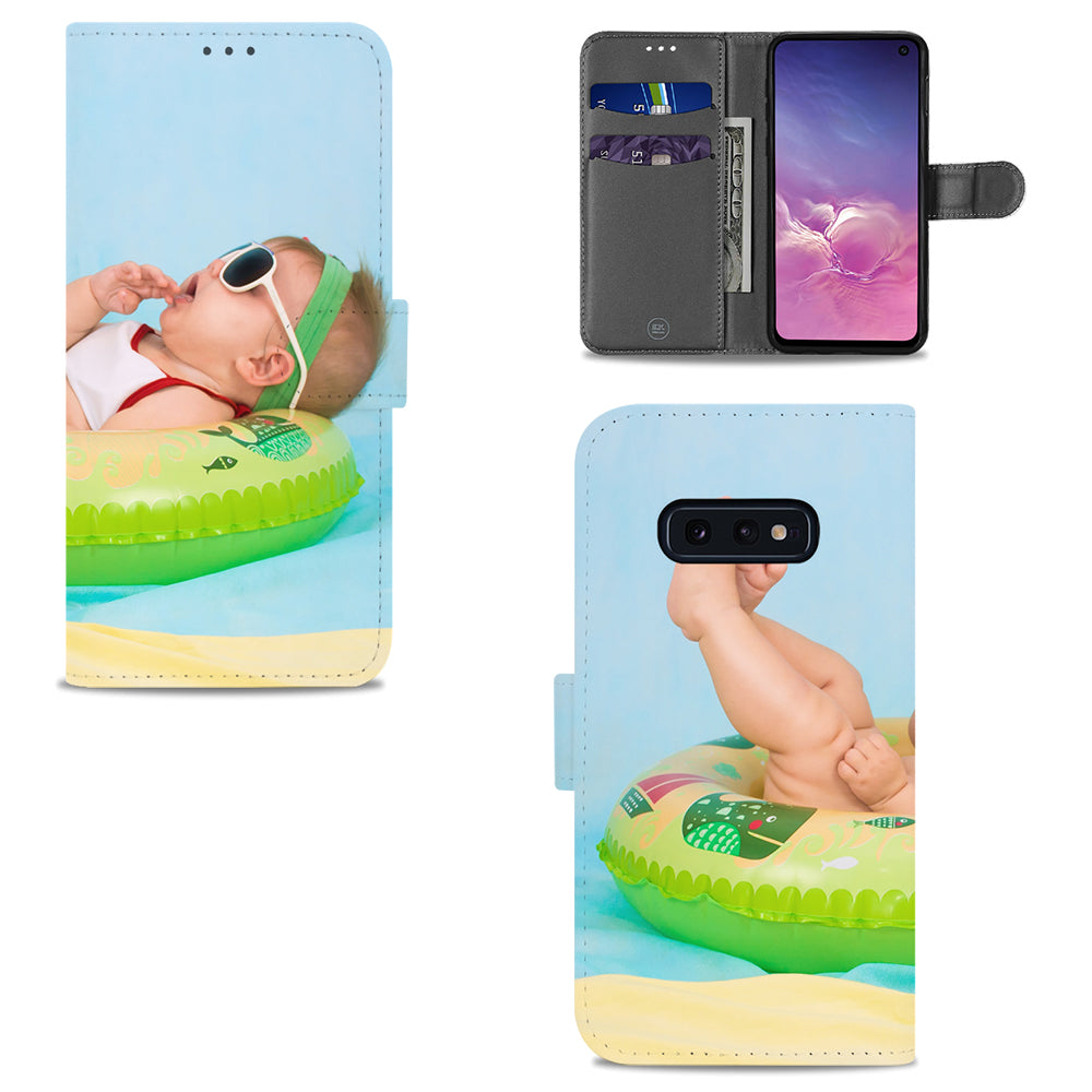 Samsung Galaxy S10e Hoesje Maken met Foto, gepersonaliseerd hoesje met kind op een opblaasband.