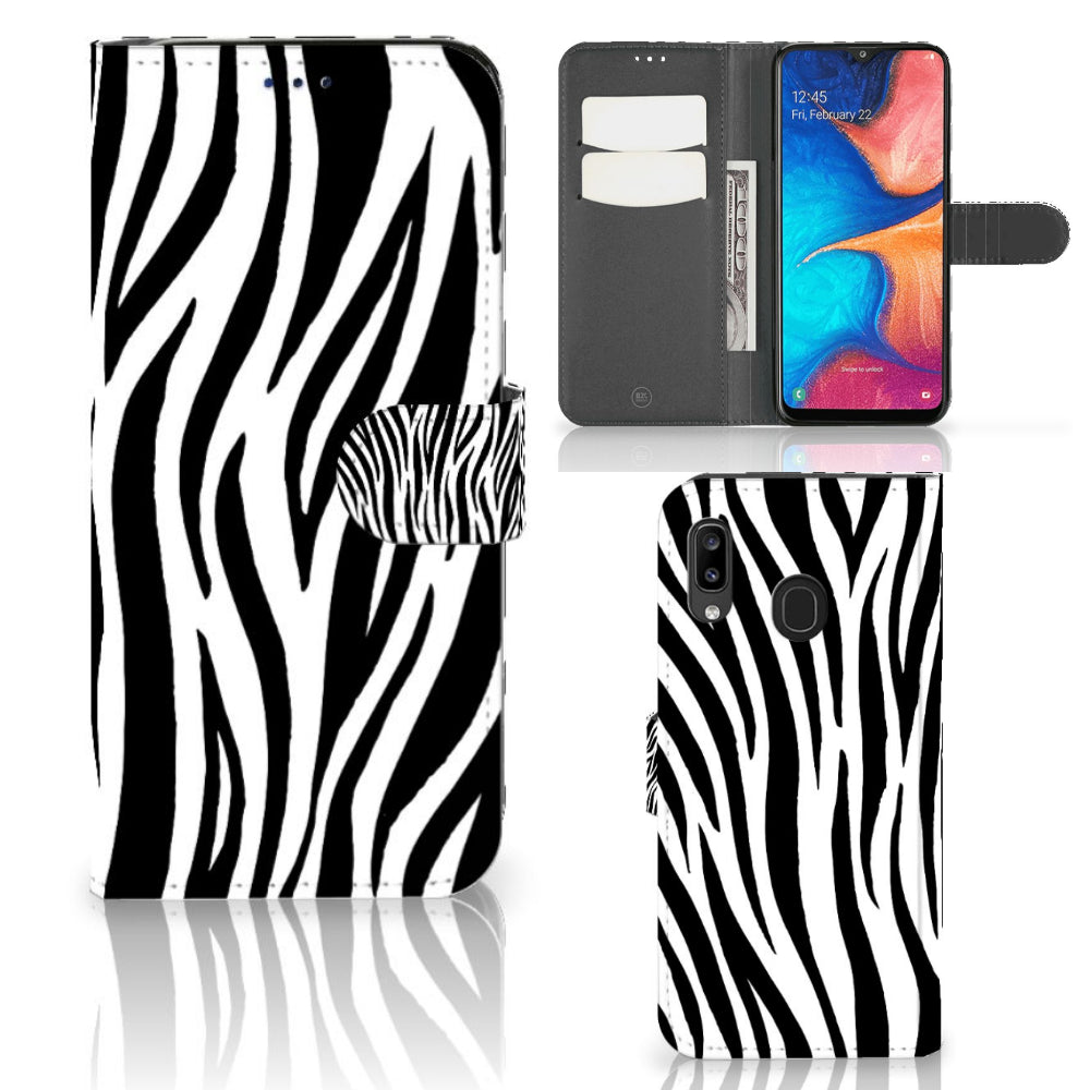 Samsung Galaxy A30 Telefoonhoesje met Pasjes Zebra