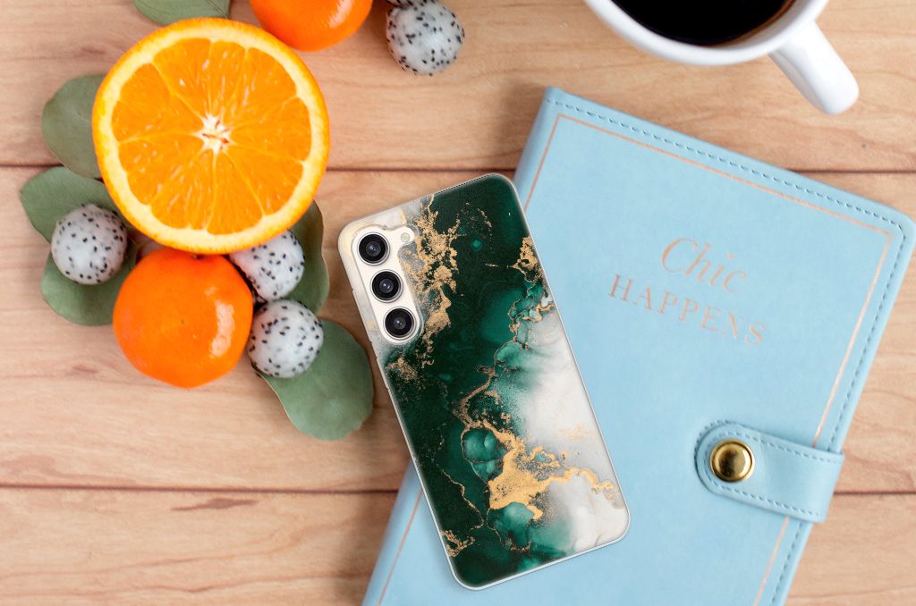 TPU Siliconen Hoesje voor Samsung Galaxy S23 Plus Marmer Groen