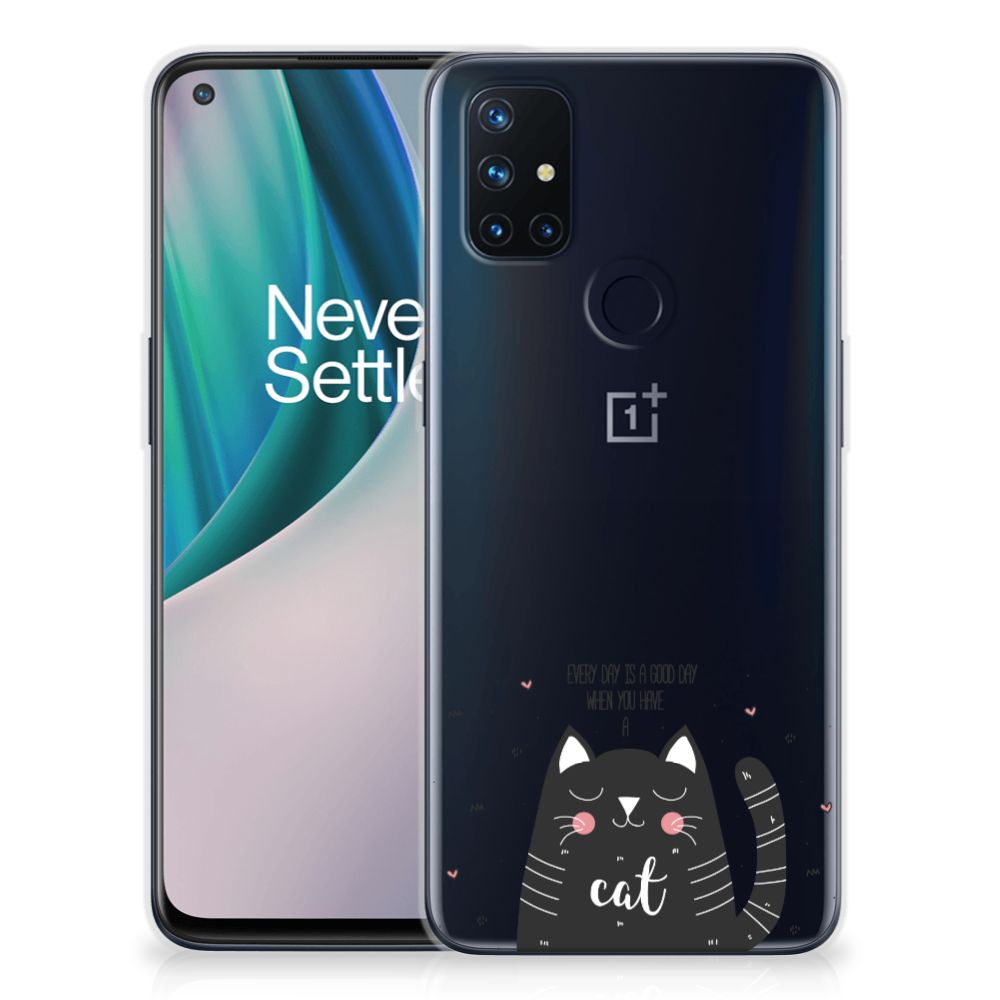 OnePlus Nord N10 5G Telefoonhoesje met Naam Cat Good Day B2C Telecom