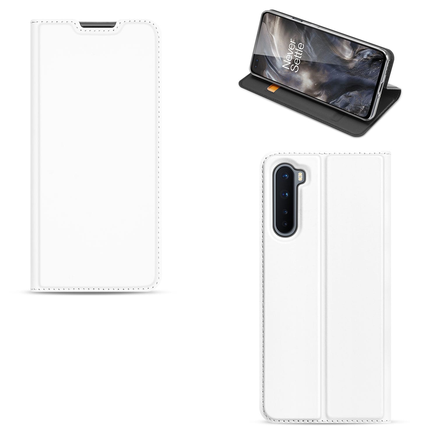 Book Case OnePlus Nord Hoesje Wit met Pashouder