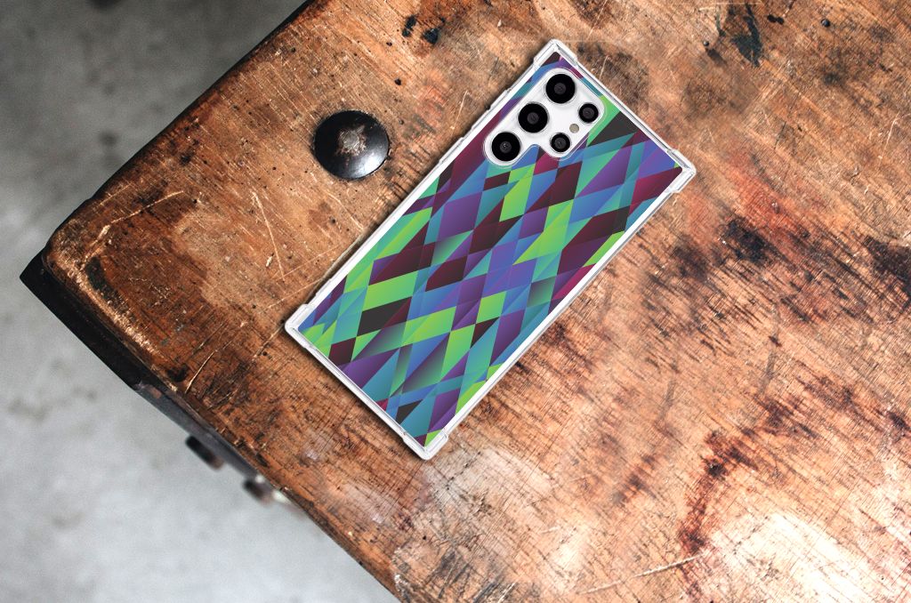 Samsung Galaxy S22 Ultra Shockproof Case Abstract Green Blue B2C Telecom