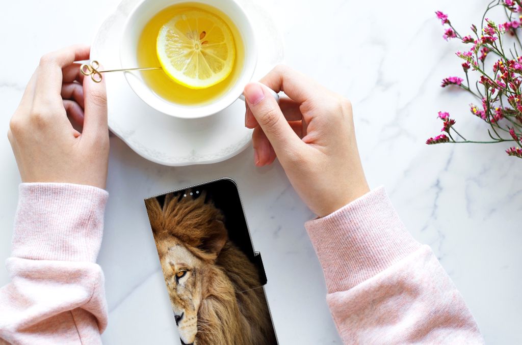 OPPO Reno4 Z Telefoonhoesje met Pasjes Leeuw