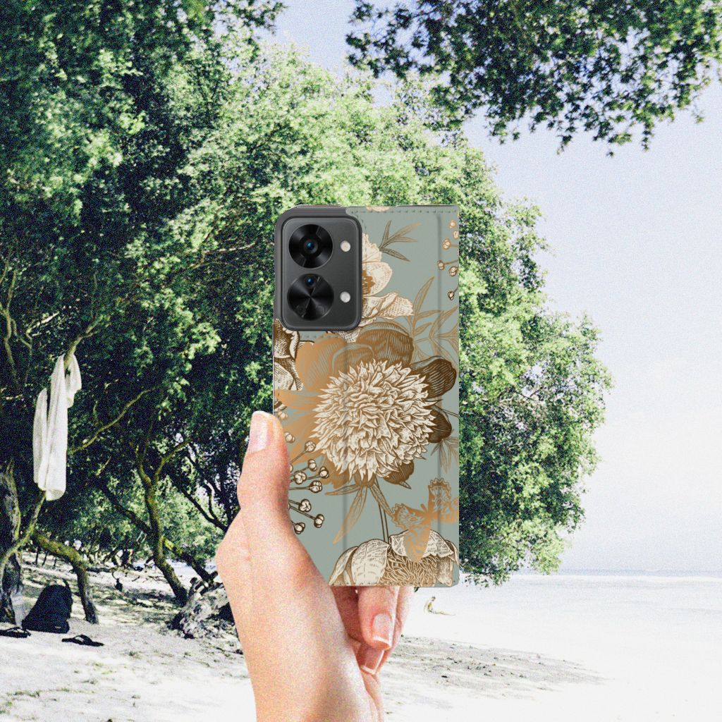 Smart Cover voor OnePlus Nord 2T Vintage Bird Flowers - B2C Telecom