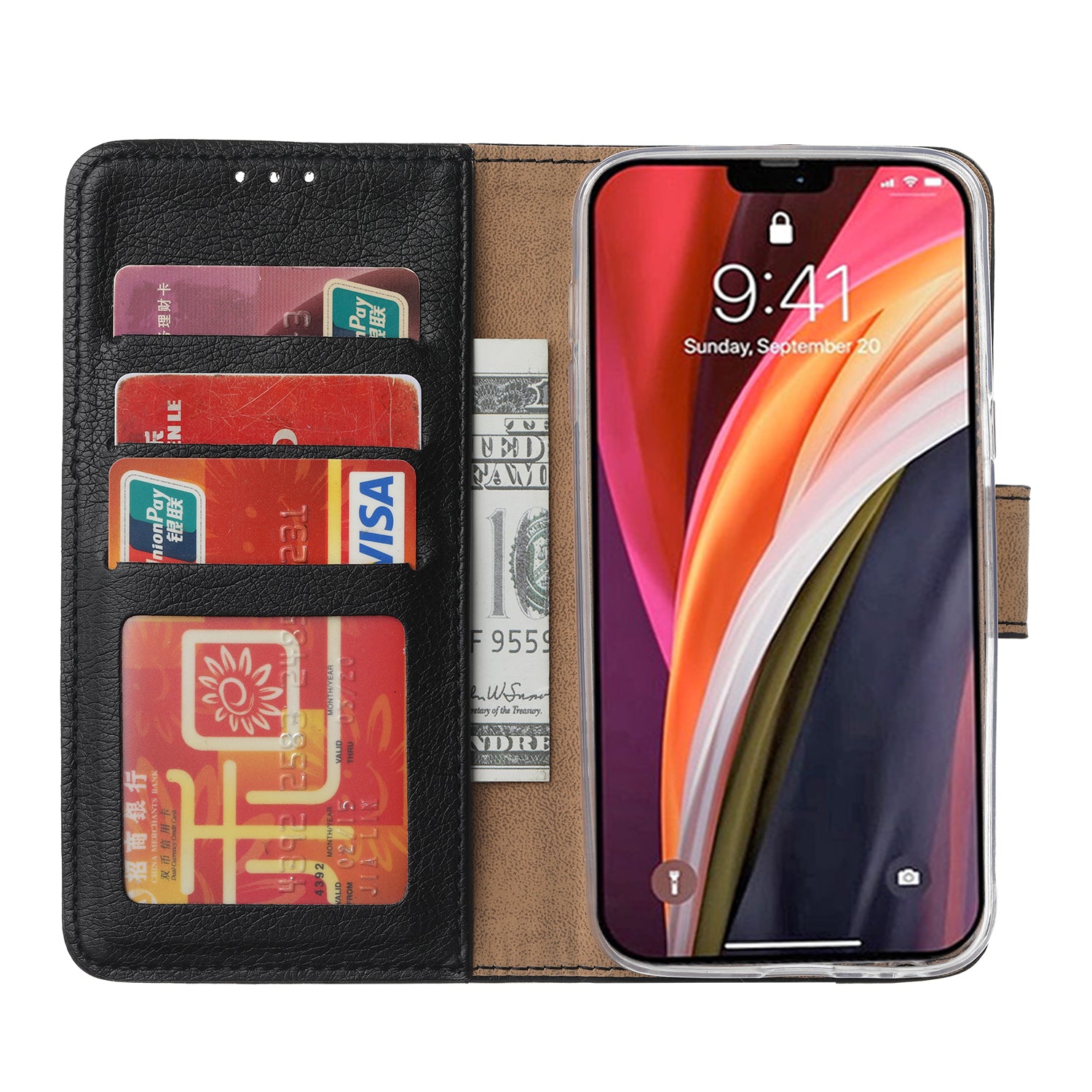 iPhone 12 Pro Max Hoesje Zwart met Pasjeshouder