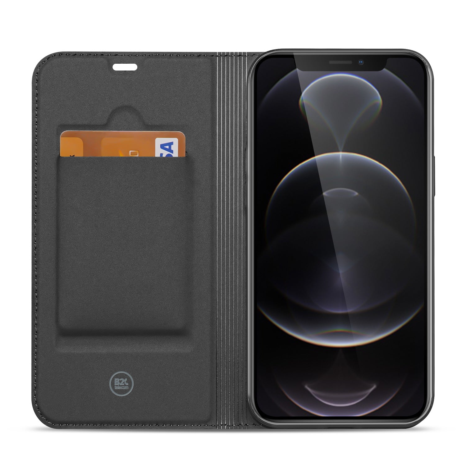 Book Case iPhone 12 Pro Max Hoesje Wit met Pashouder