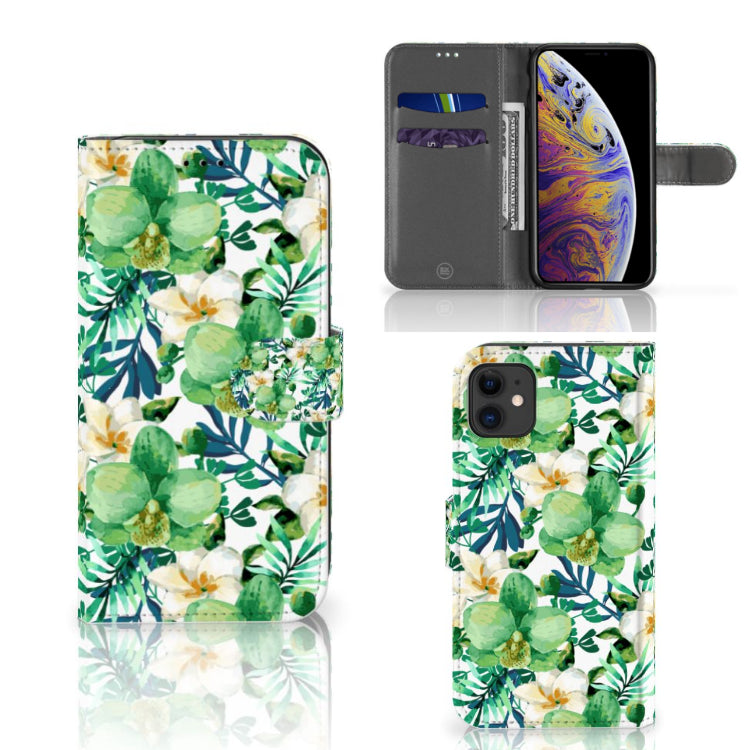 Apple iPhone 11 Hoesje Orchidee Groen