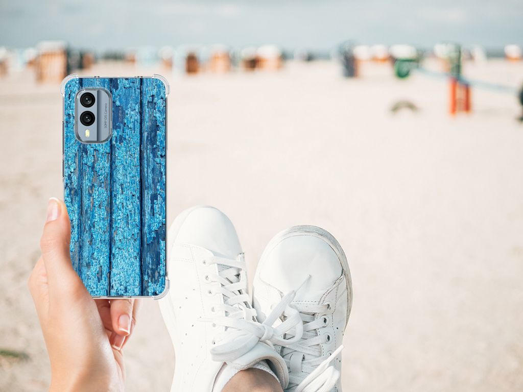 Nokia X30 Stevig Telefoonhoesje Wood Blue B2C Telecom