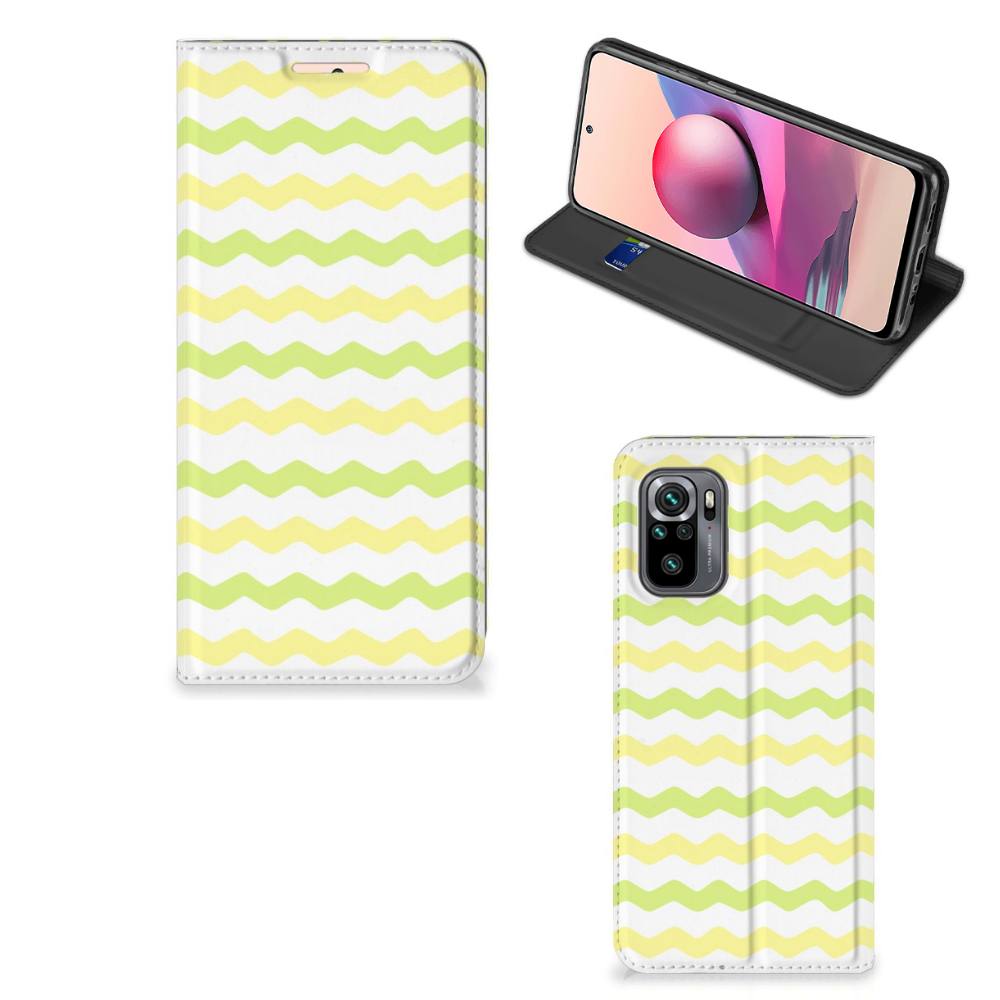 Xiaomi Redmi Note 10 4G | 10S | Poco M5s Hoesje met Magneet Waves Yellow - B2C Telecom