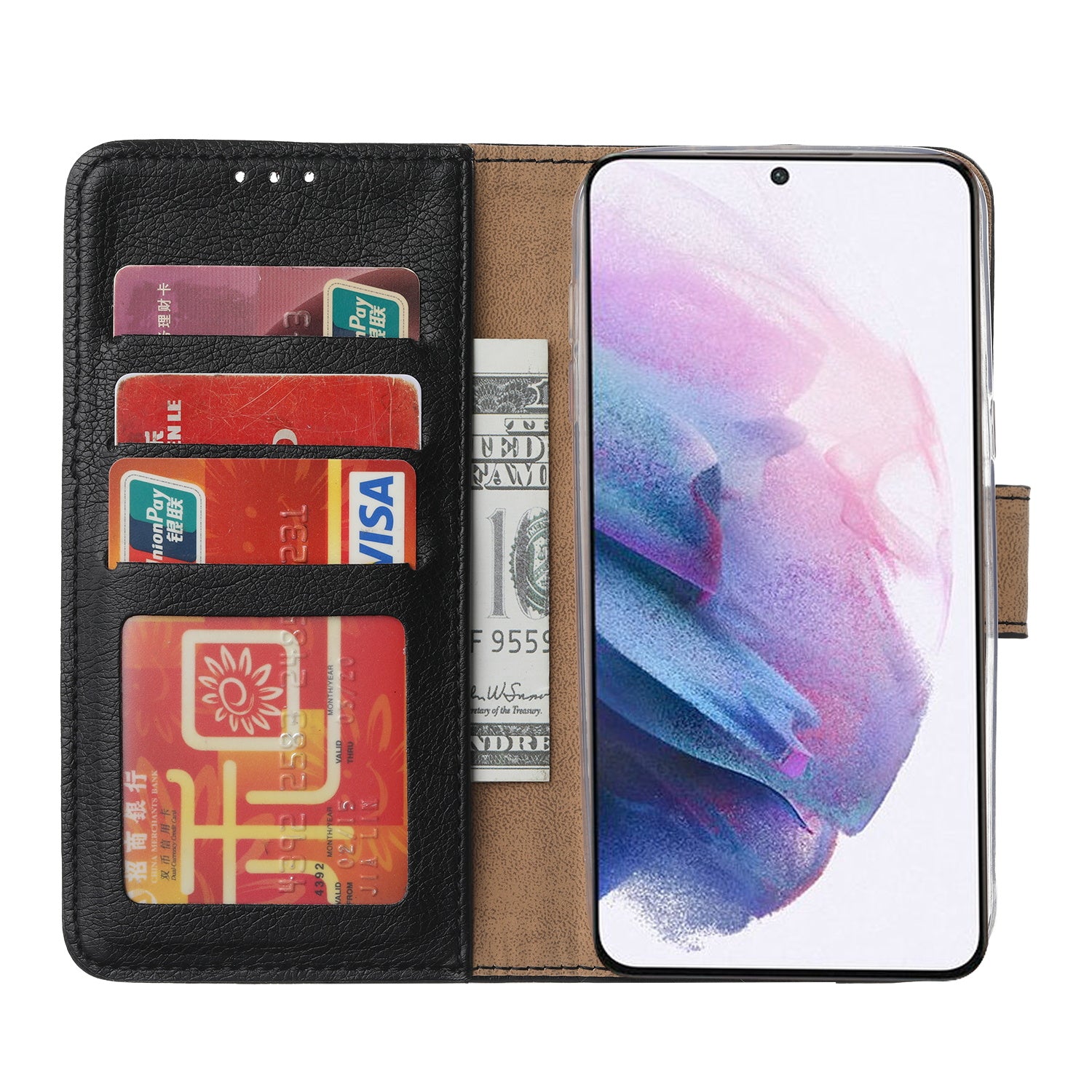 Hoesje Samsung Galaxy S21 Bookcase Zwart met Pasjeshouder