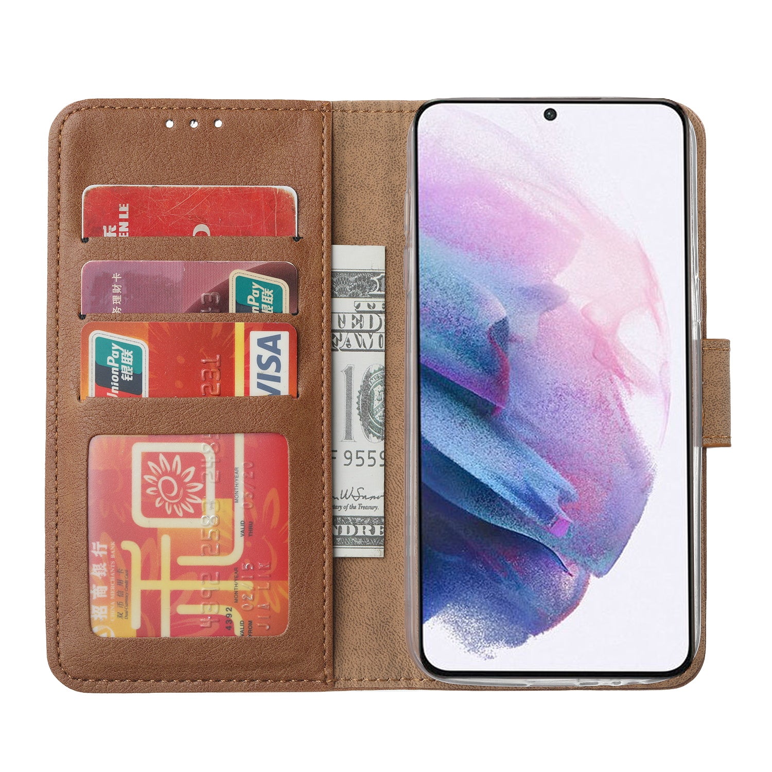Samsung Galaxy S21 Plus Hoesje Bruin met Standaard