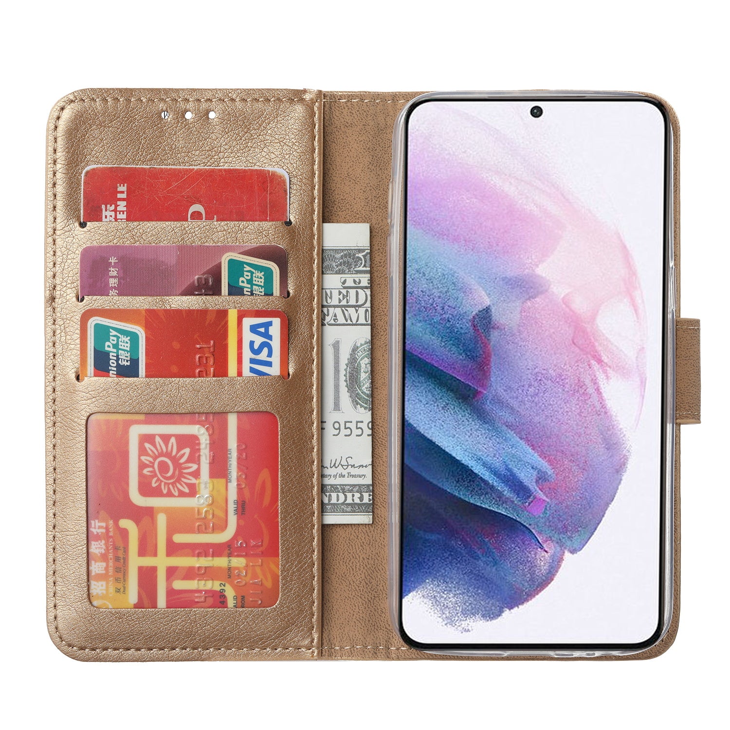 Hoesje Galaxy S21 Plus Goud met Pasjeshouder