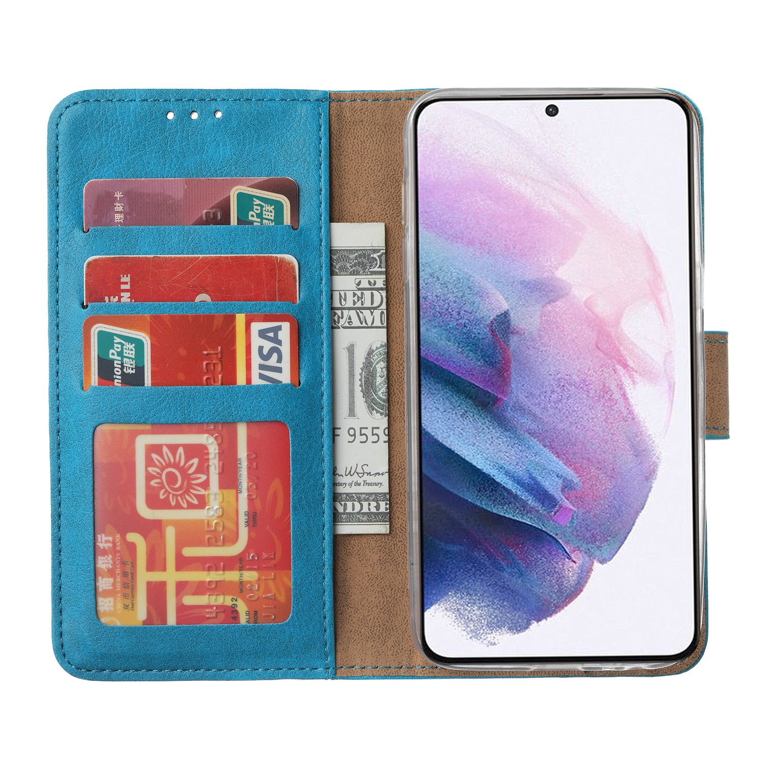 Samsung Galaxy S21 Plus Hoesje Turquoise met Standaard