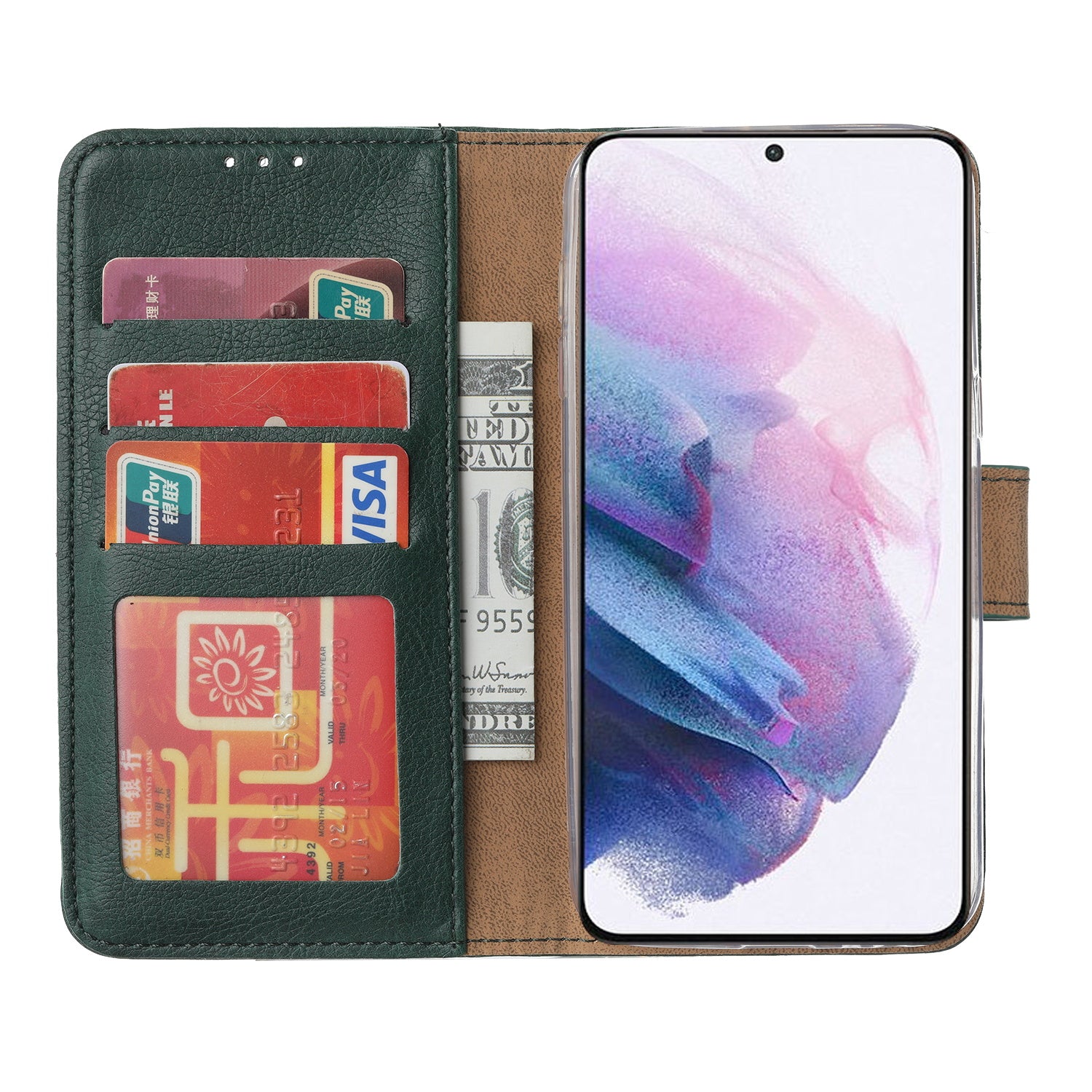 Samsung Galaxy S21 Plus Bookcase Groen met Pasjeshouder
