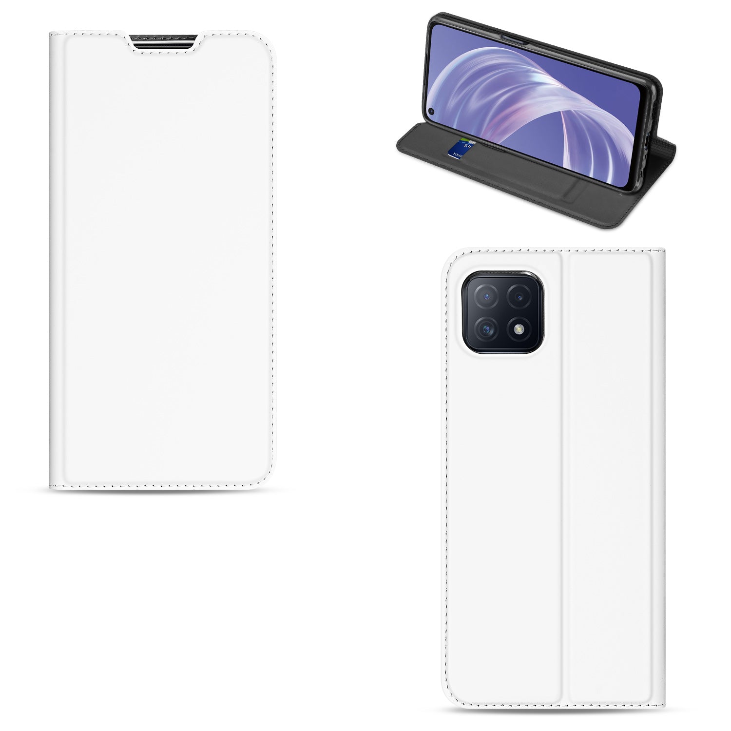 OPPO A73 5G Bookcase Wit met Pashouder