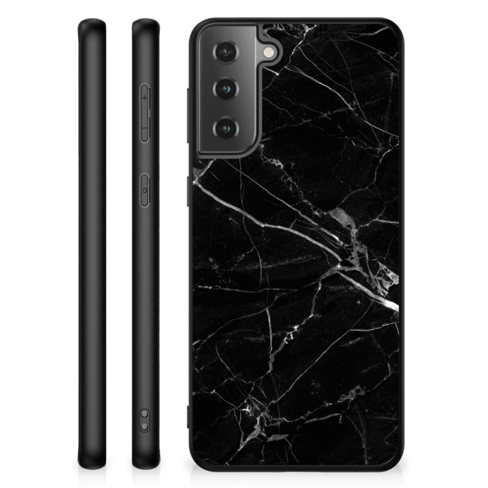 Samsung Galaxy S21 Marmeren Print Telefoonhoesje Marmer Zwart - Origineel Cadeau Vader B2C Telecom