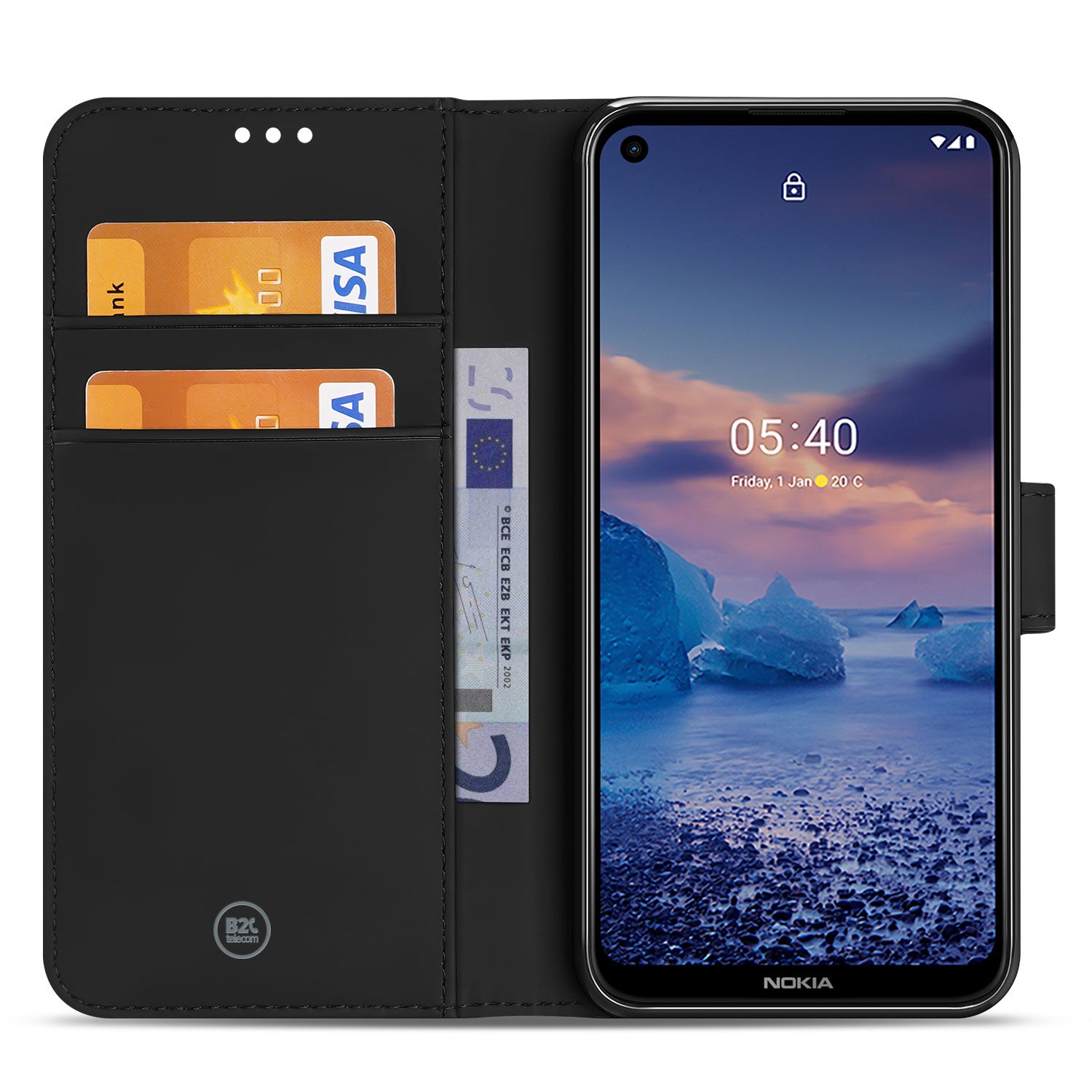 Book Cover Nokia 5.4 Zwart met Pasjeshouder