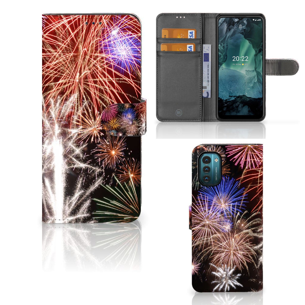 Nokia G11 | G21 Wallet Case met Pasjes Vuurwerk