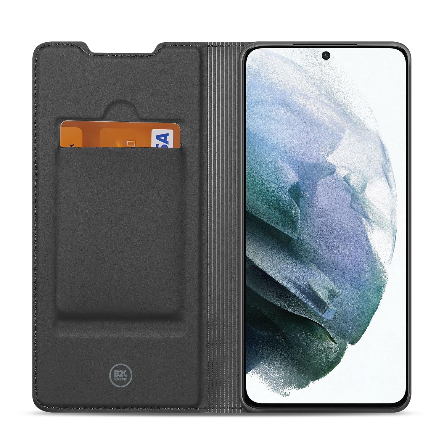 Samsung Galaxy S21 FE Stand Case Hoesje Wit met Pashouder