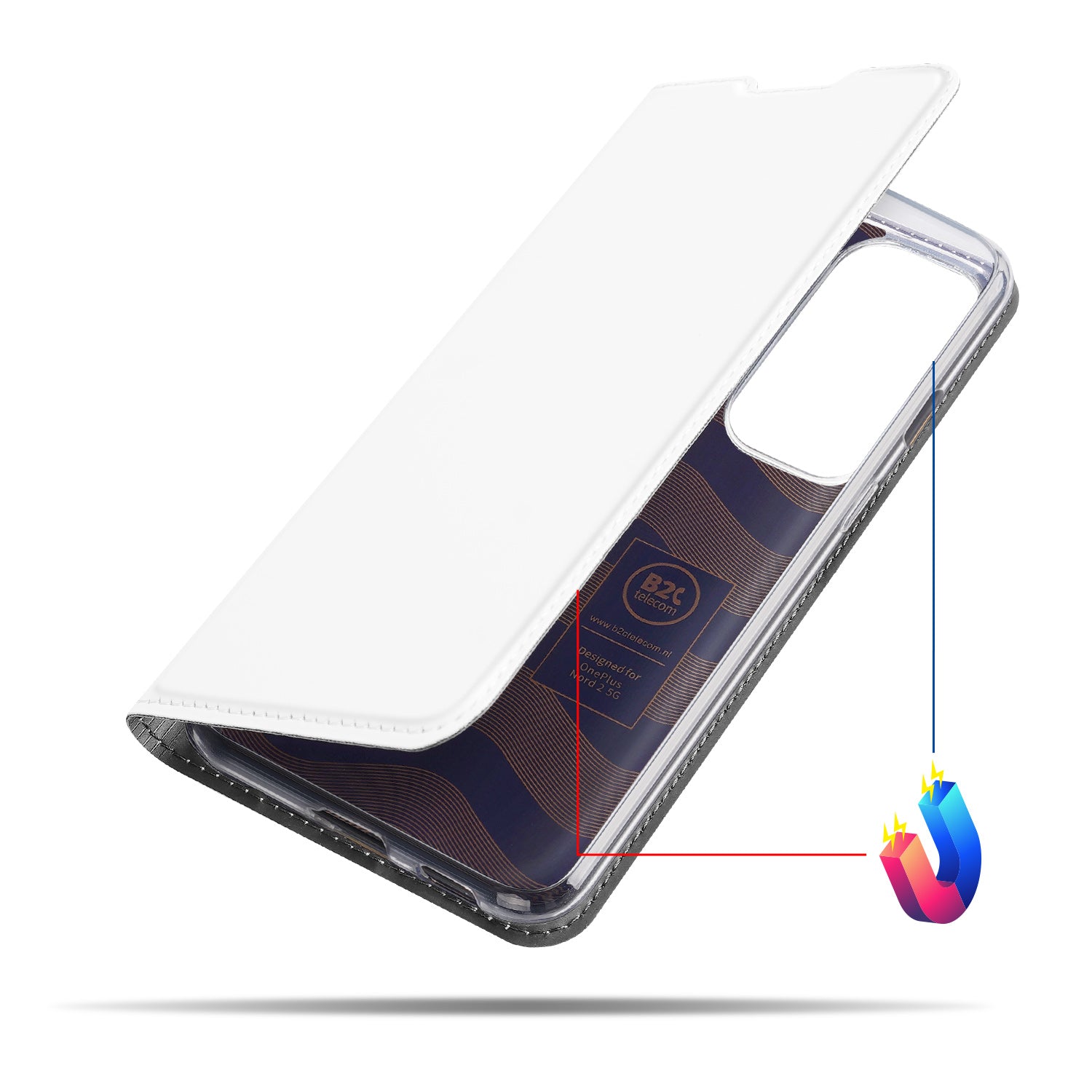 Book Cover OnePlus Nord 2 5G Hoesje Wit met Pasjehouder