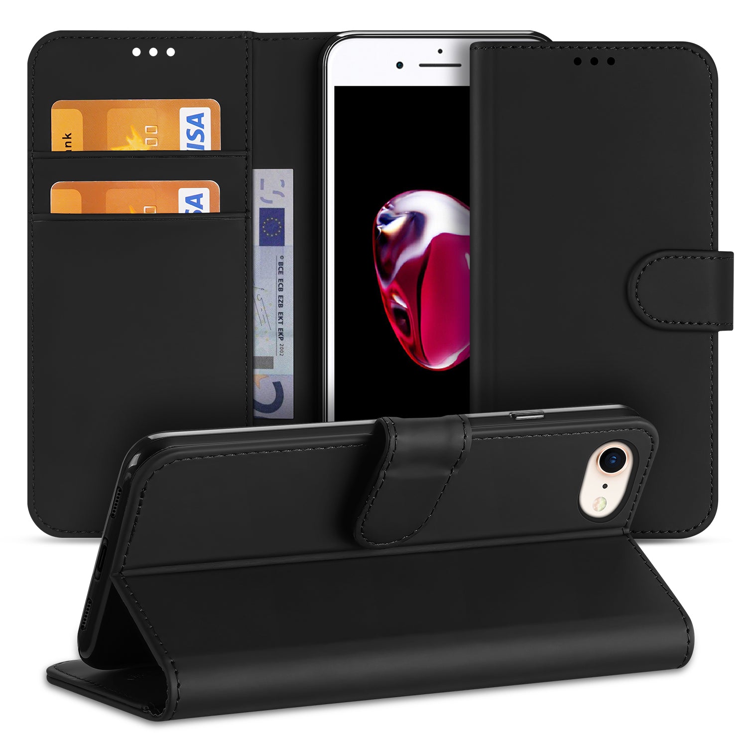 Bookcase iPhone SE 2020 | iPhone SE 2022 Hoesje Zwart met Pasjeshouder