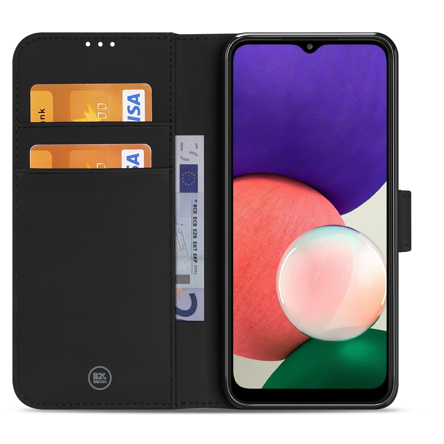 Samsung Galaxy A22 5G Book Case Zwart met Pasjeshouder