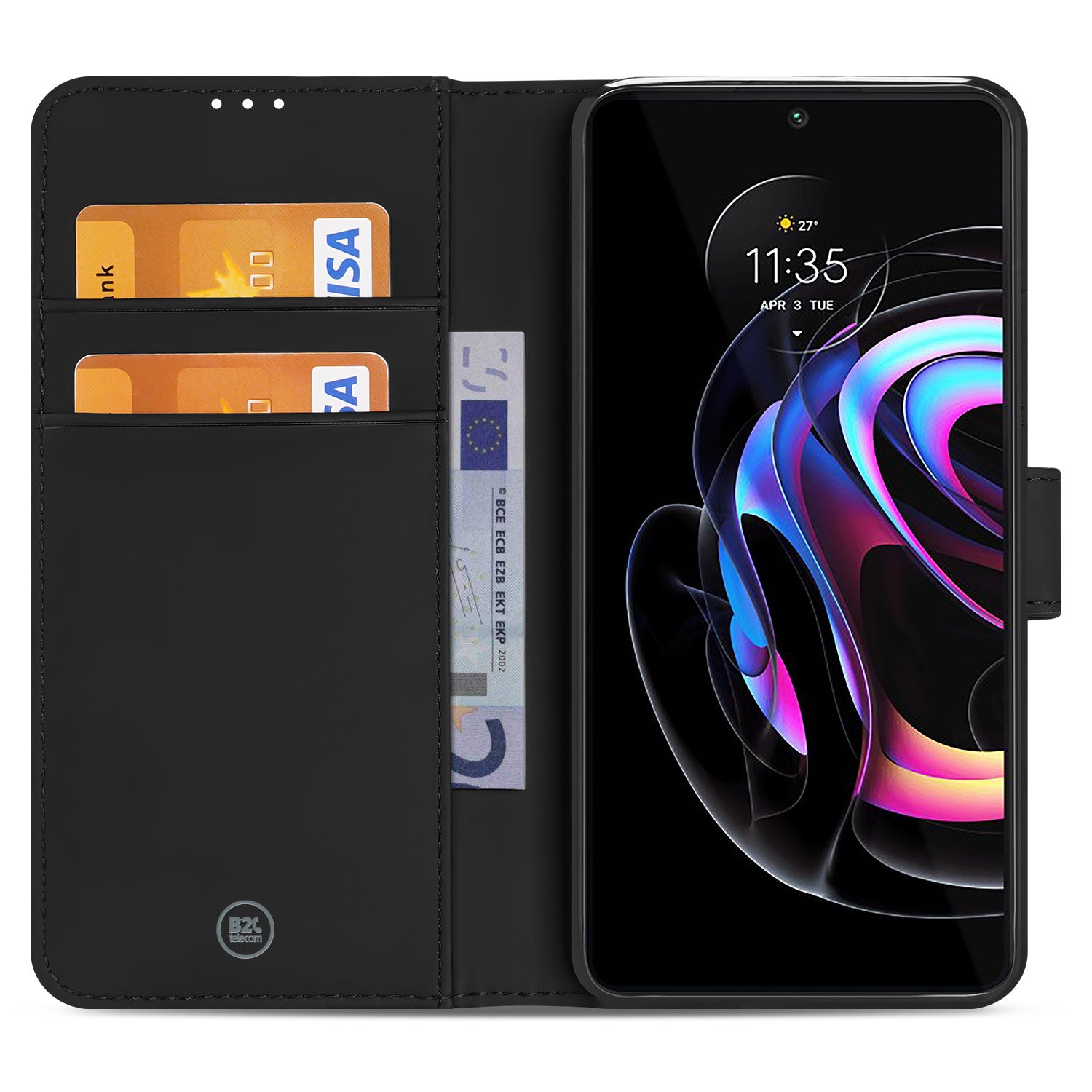 Motorola Edge 20 Pro Hoesje Zwart met Pasjeshouder