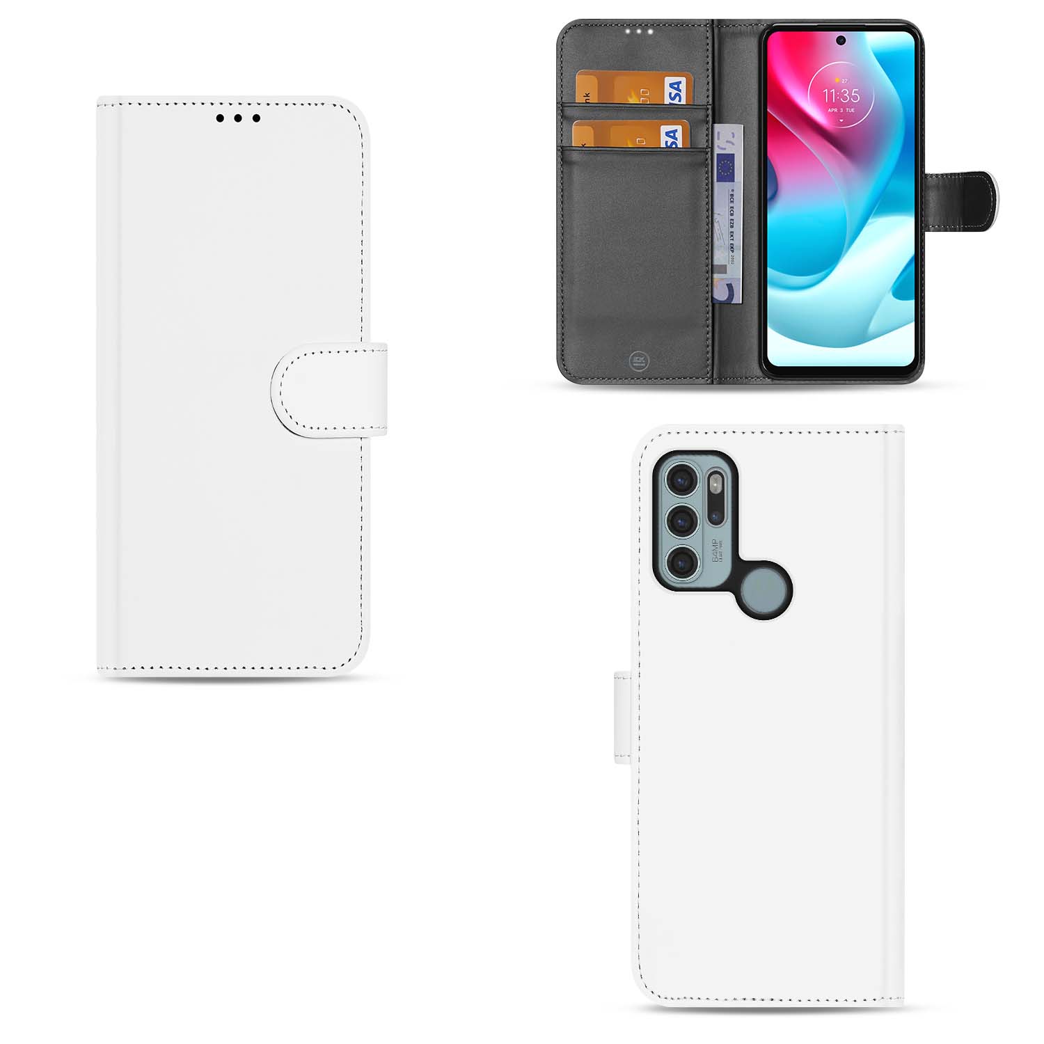 Hoesje Motorola Moto G60s Bookcover Wit met Pasjeshouder