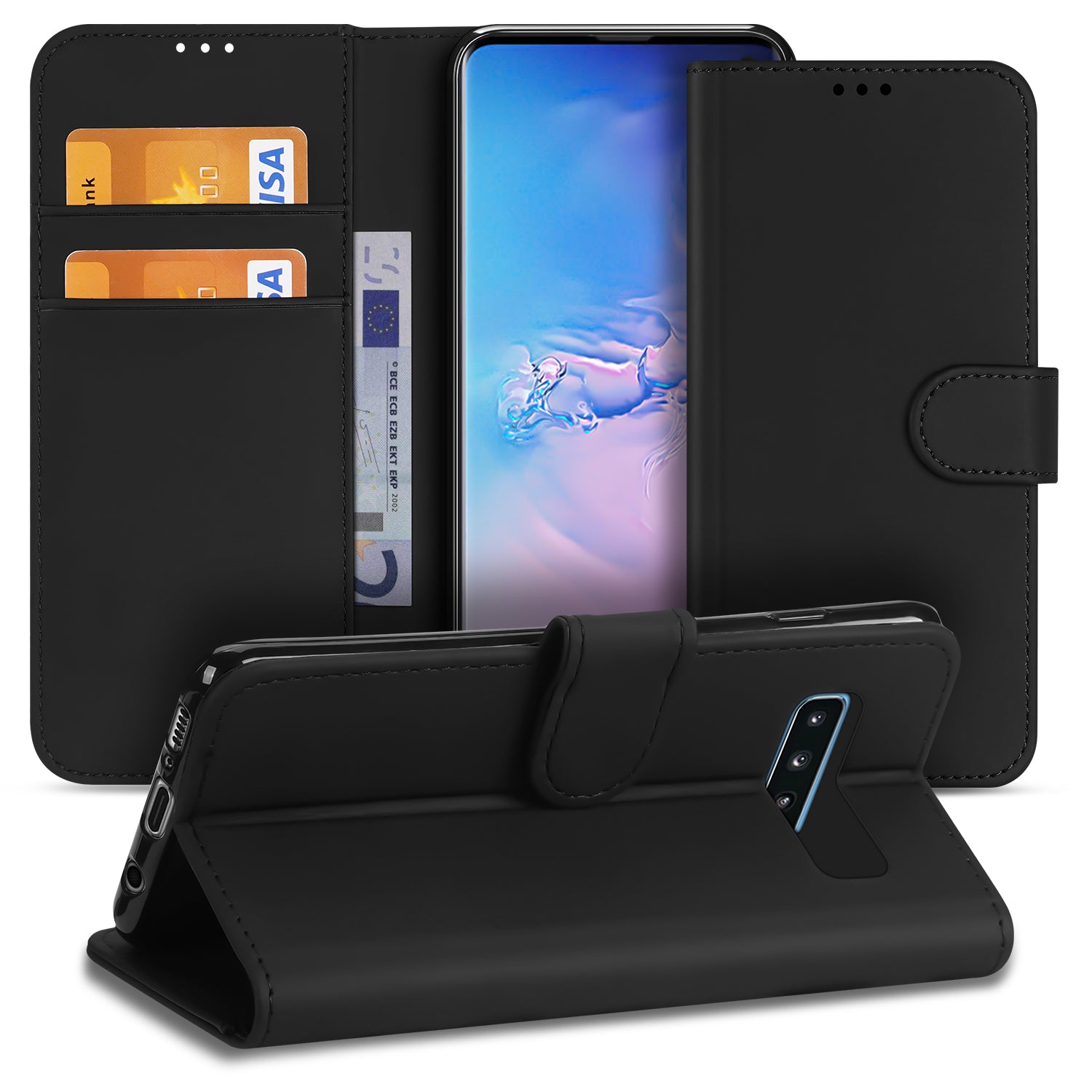 Samsung Galaxy S10 Hoesje Zwart met Pasjeshouder