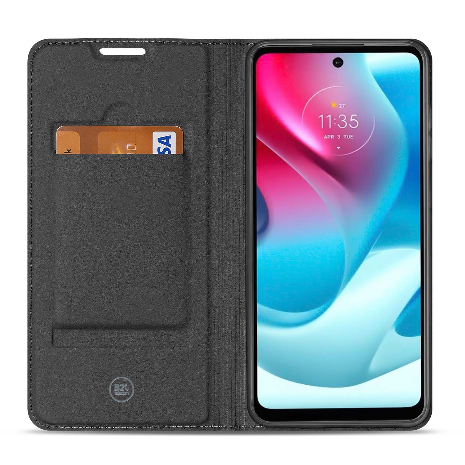Telefoonhoesje Motorola Moto G60s Stand Case Wit met Pashouder