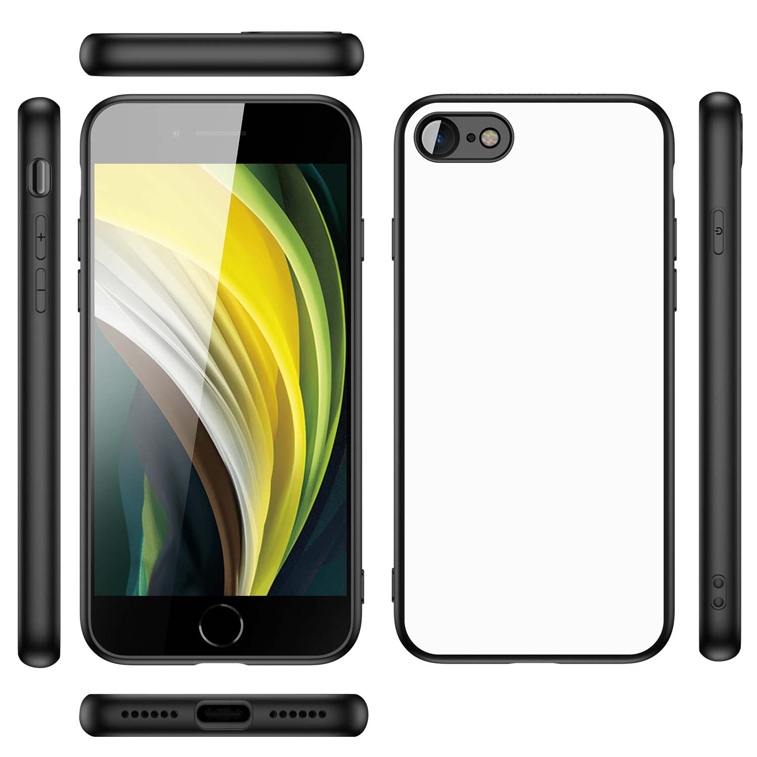 Back Cover iPhone 7/8/SE 2020/SE 2022 Telefoon Hoesje Zwart/wit