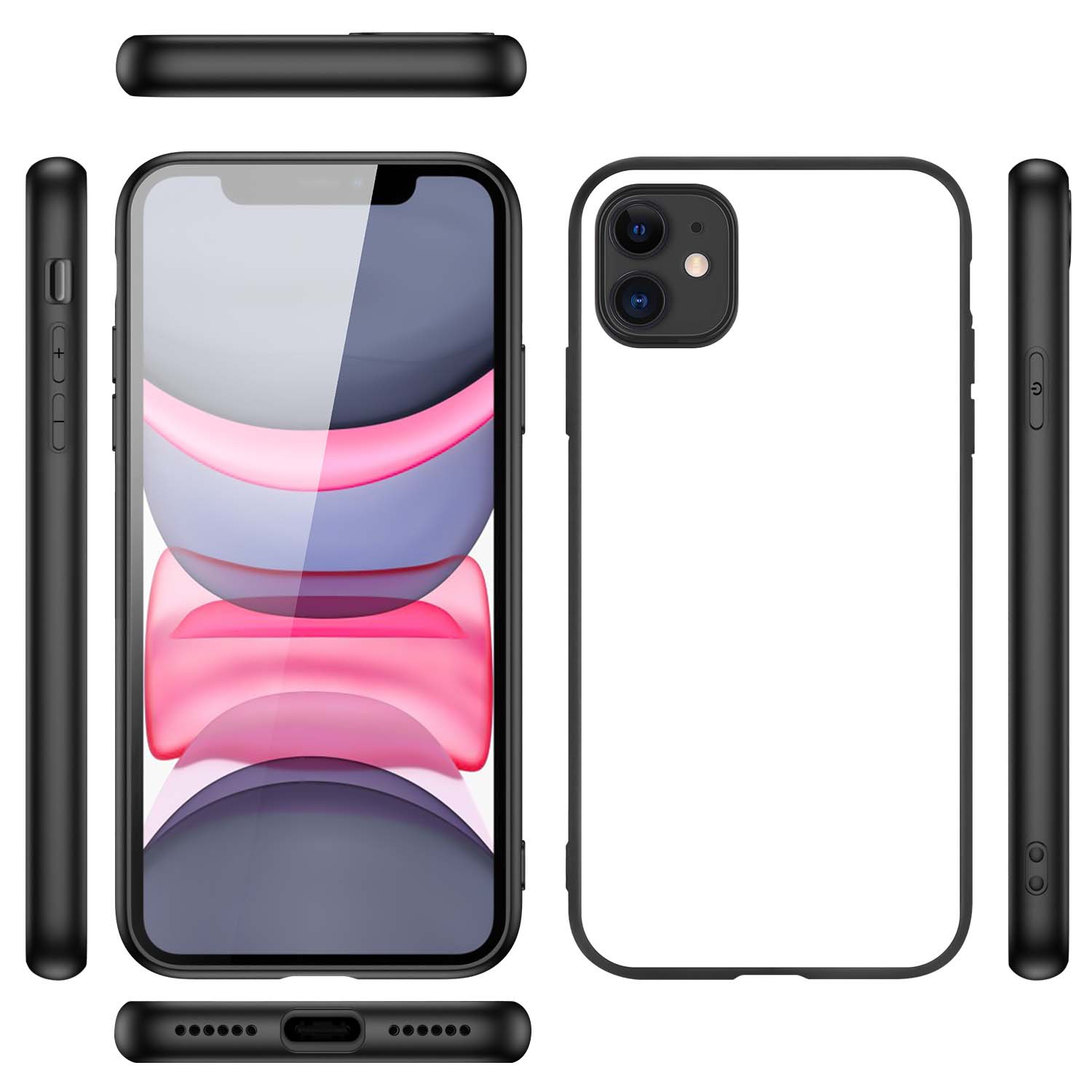 Back Cover iPhone 11 Hoesje Zwart/wit