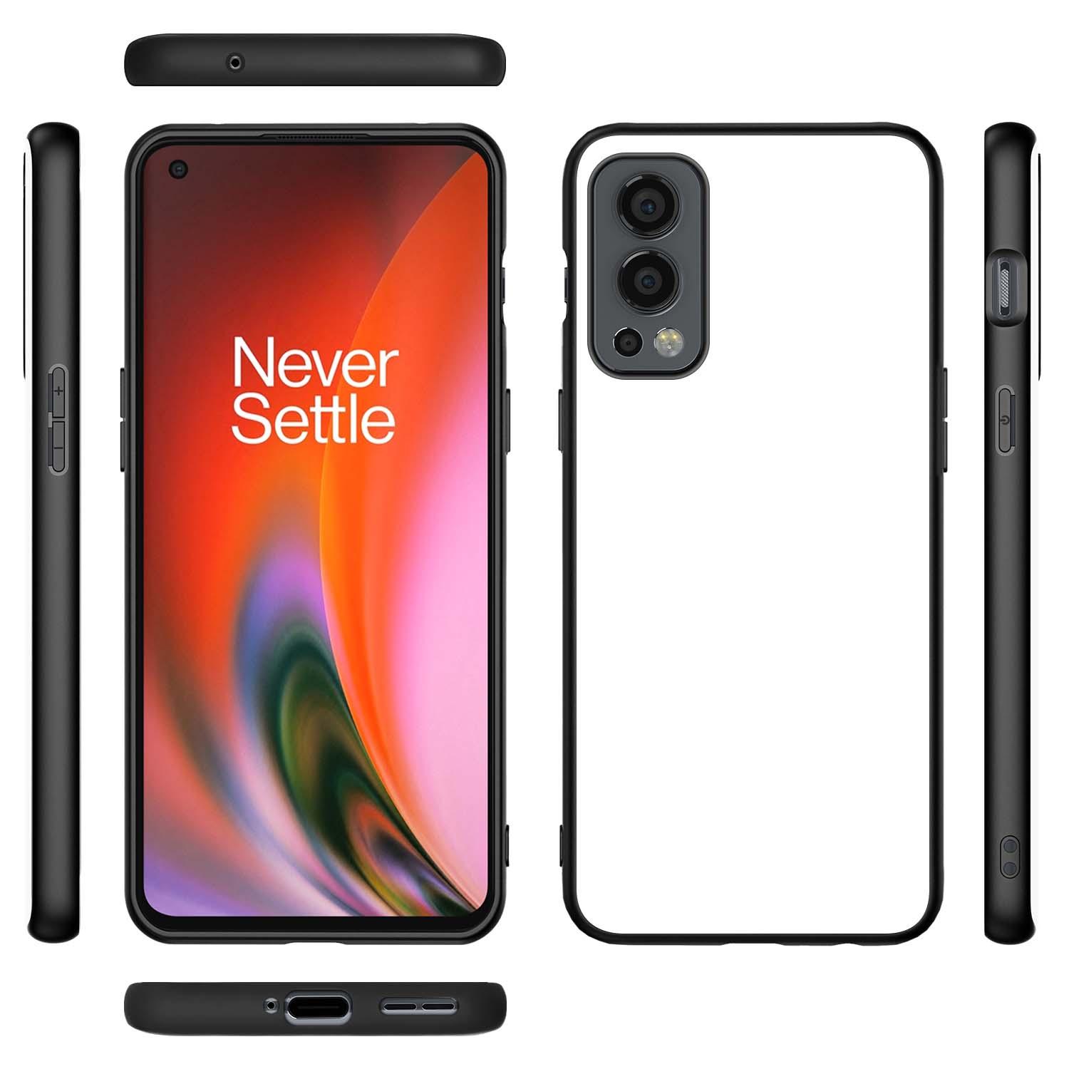 Backcover OnePlus Nord 2 Hoesje Zwart/wit