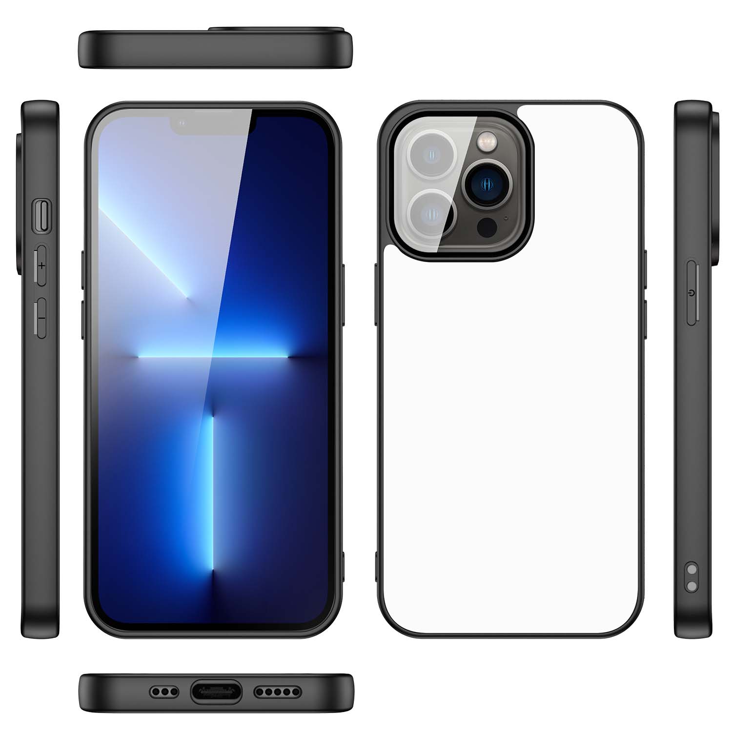 Back Cover Hoesje iPhone 13 Pro Zwart/wit