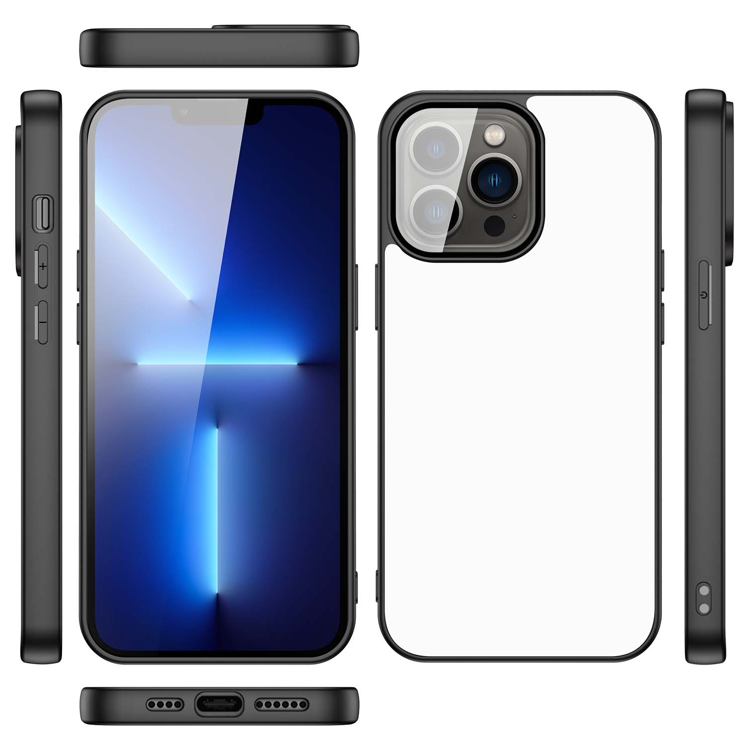 Back Case Hoesje iPhone 13 Pro Max Zwart/wit