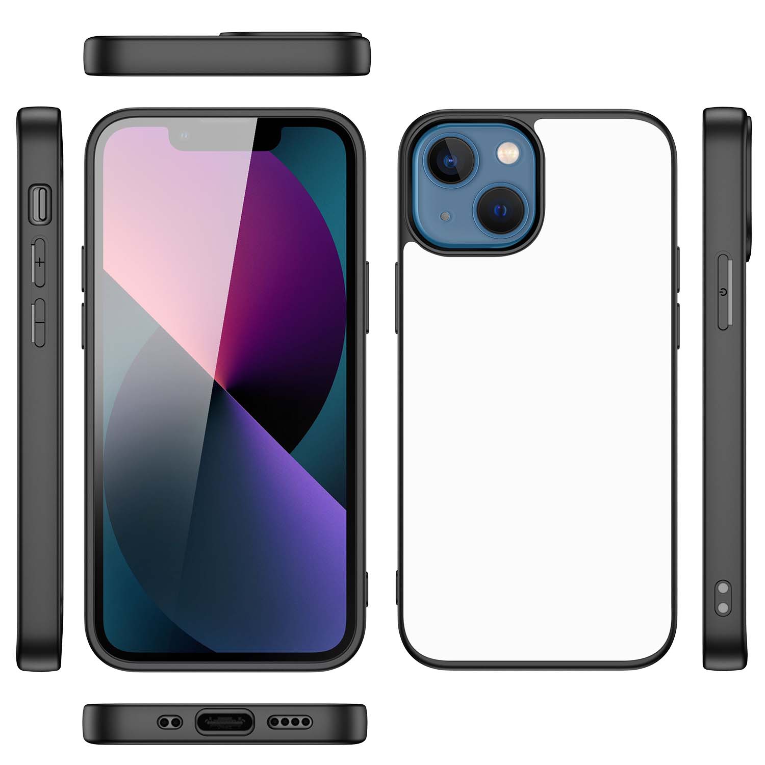 Back Case Hoesje iPhone 13 mini Zwart/wit