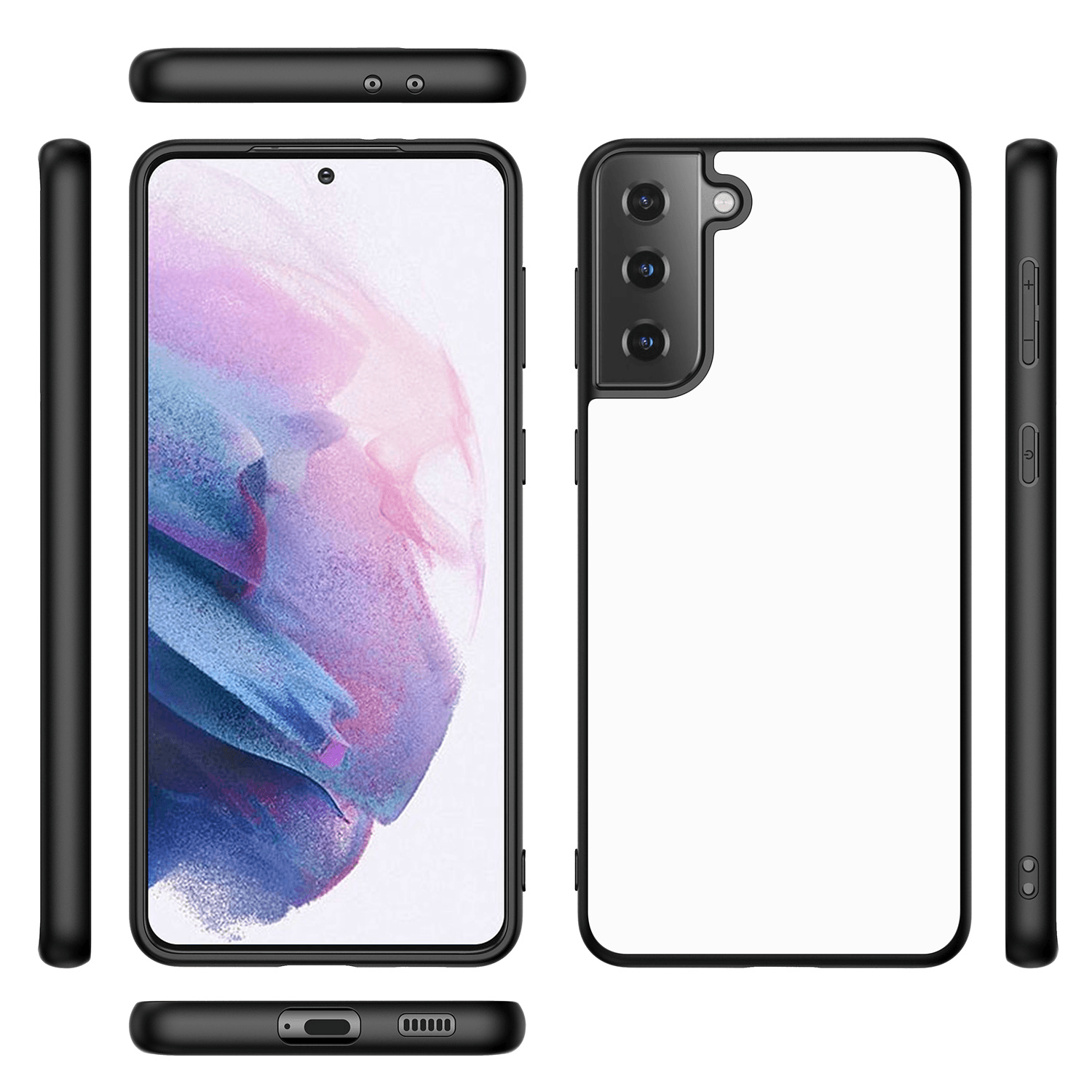 Backcase Samsung Galaxy S21 Plus Telefoonhoesje Zwart/wit