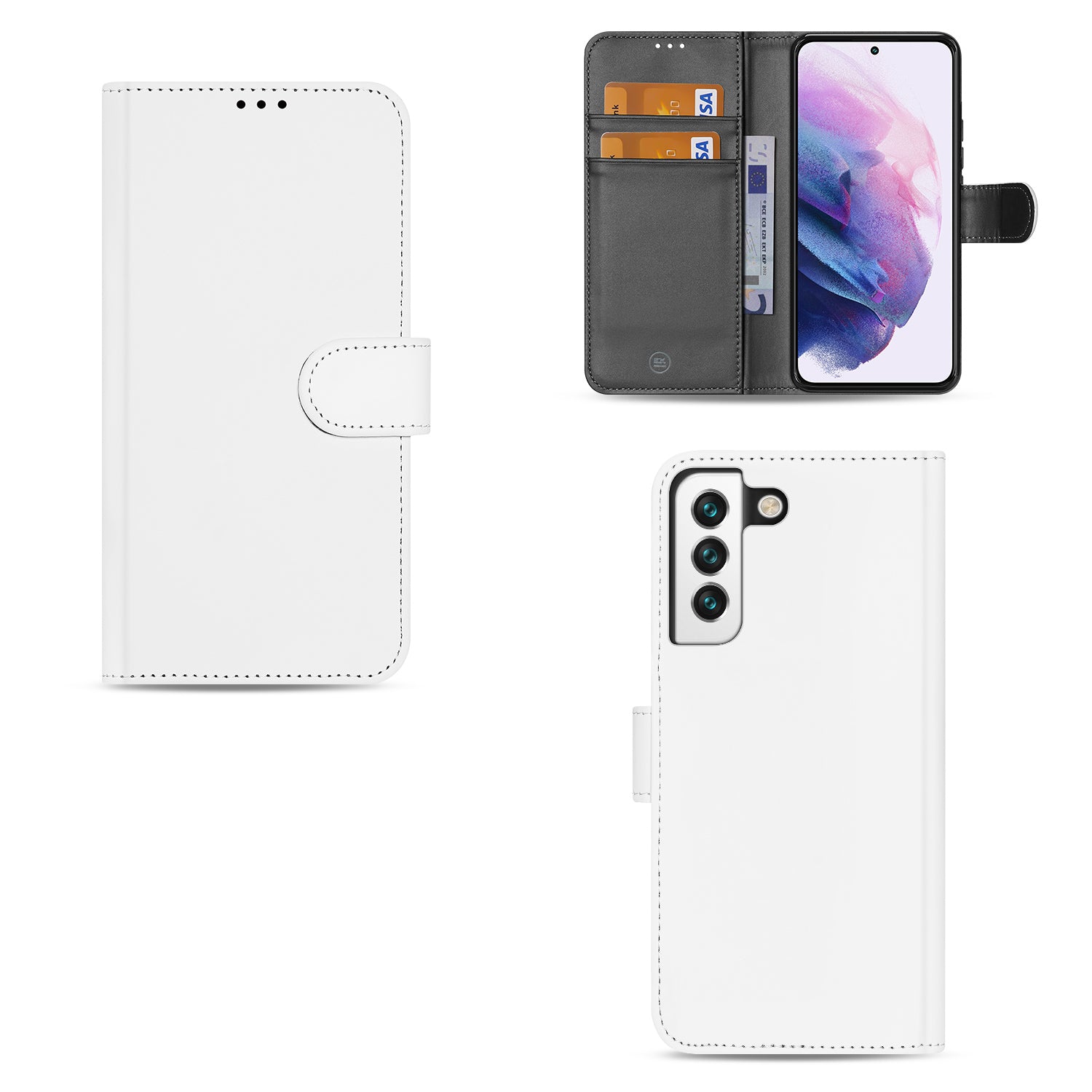 Samsung Galaxy S22 Book Cover Hoesje Wit met Pasjeshouder