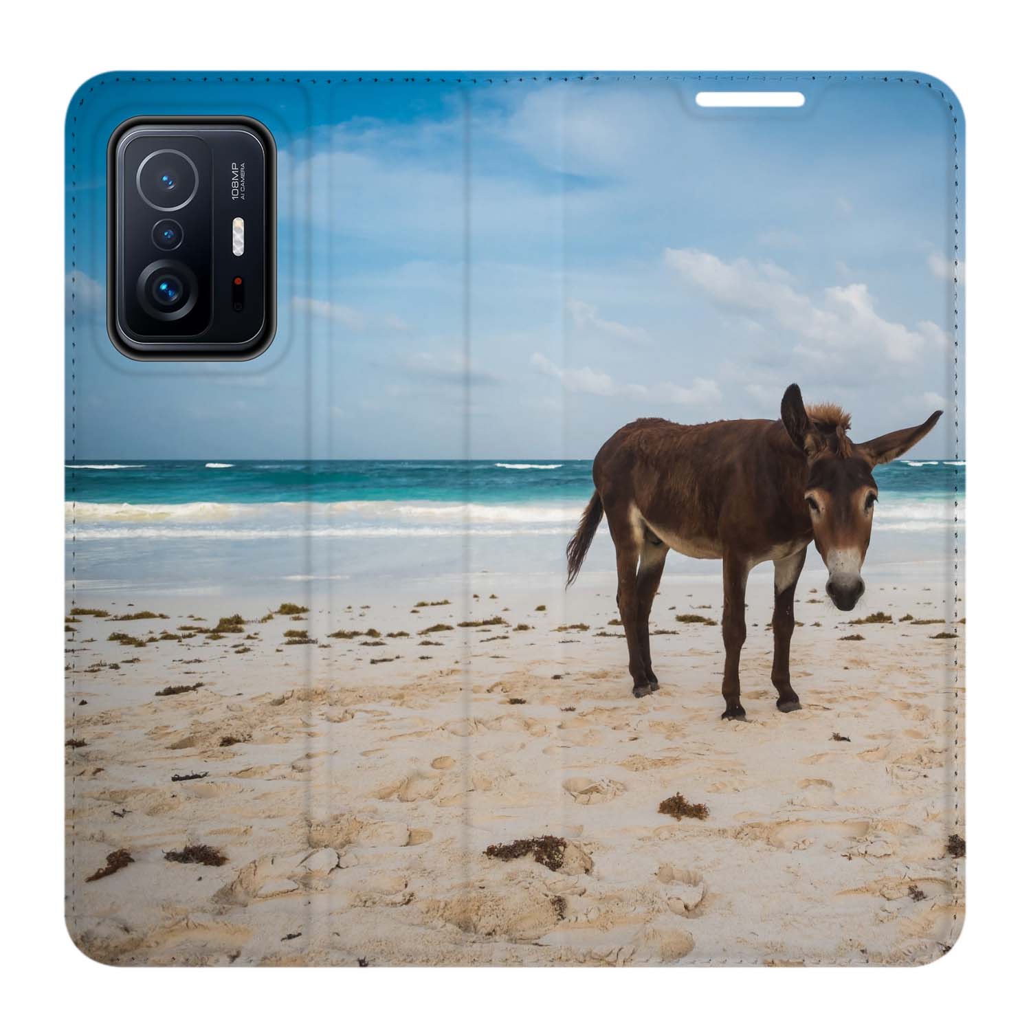Xiaomi 11T | 11T Pro Zelf Hoesje Maken met Foto's met een ezel op het strand
