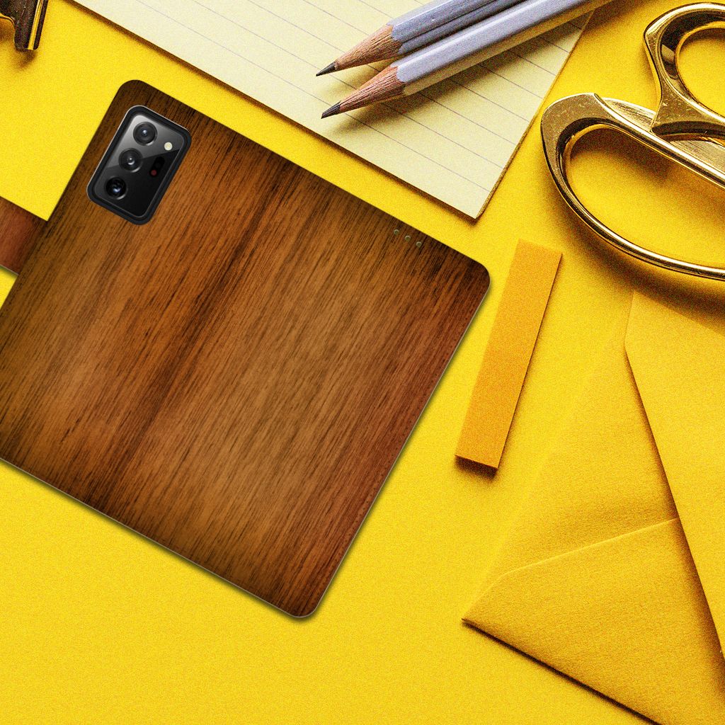 Samsung Galaxy Note20 Ultra Book Style Case Donker Hout