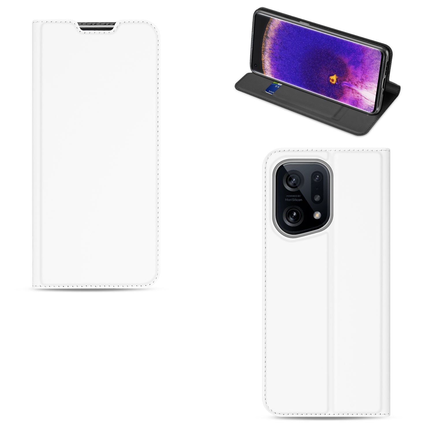 Book Cover OPPO Find X5 Hoesje Wit met Pashouder